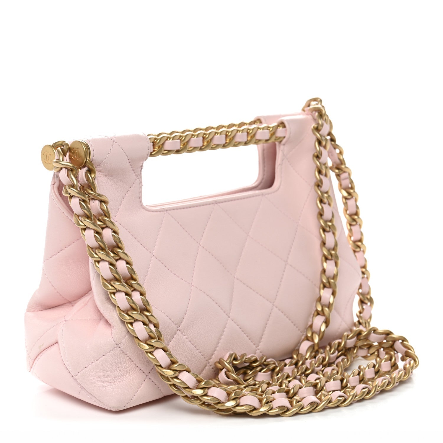 Chanel Shiny Lambskin Small Shopping Bag Light Pink