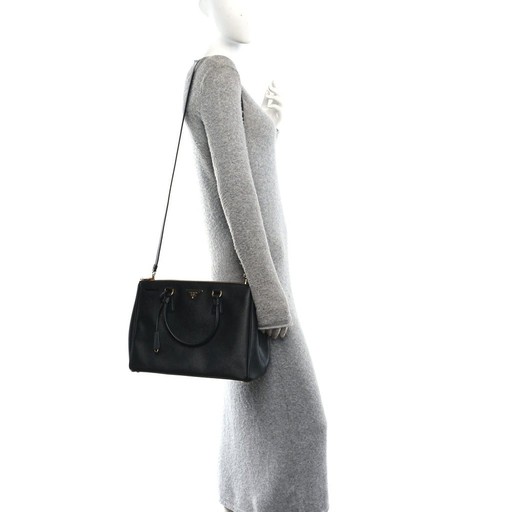 Prada Saffiano Lux Large Galleria Double Zip Tote Black
