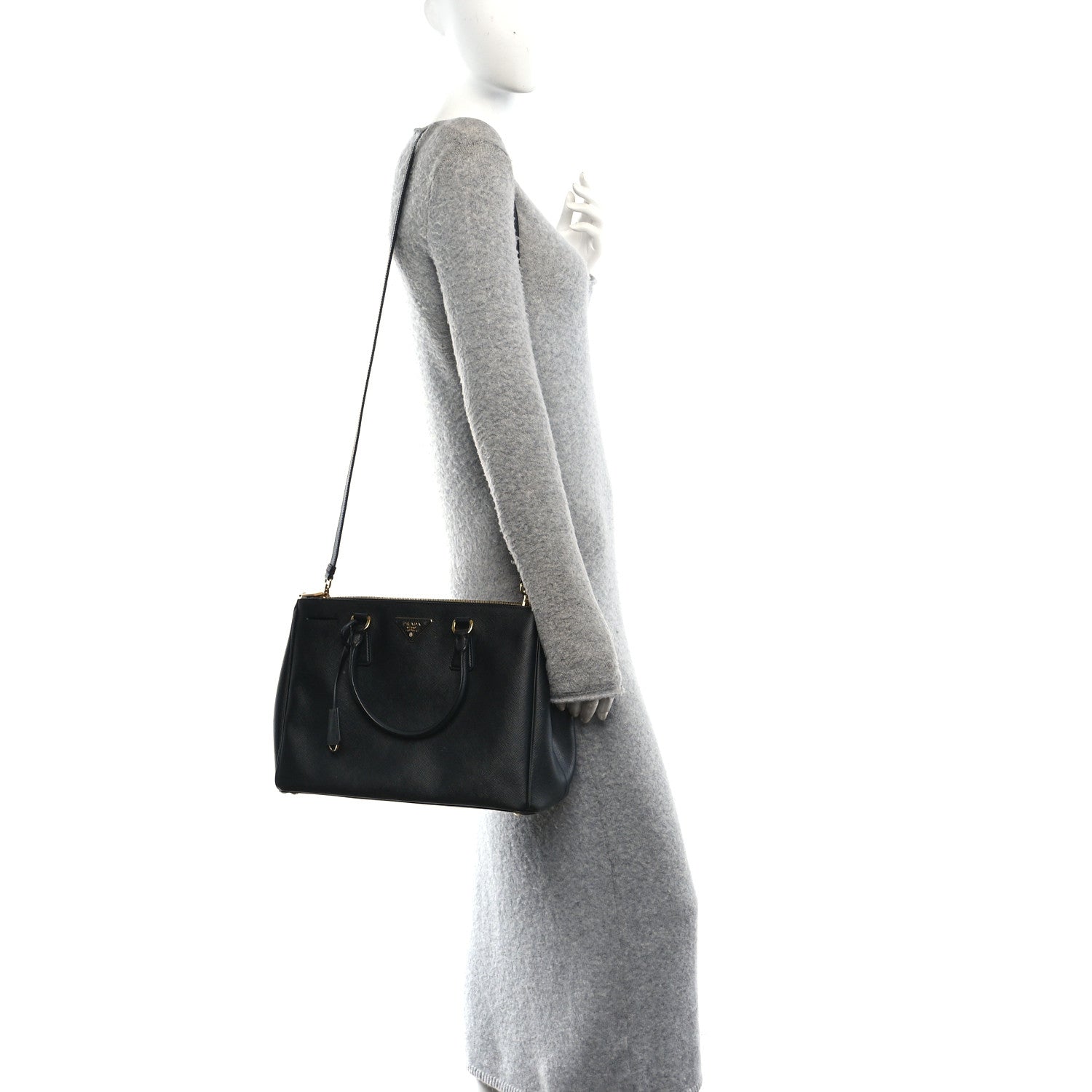 Prada Saffiano Lux Large Galleria Double Zip Tote Black