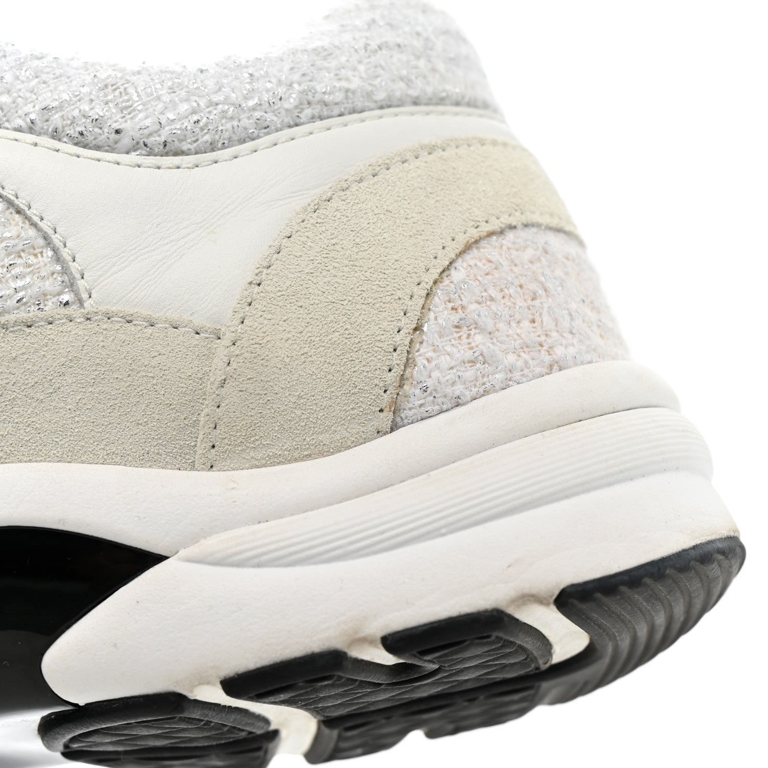 Painted Iridescent Cotton Tweed Suede Womens CC Sneakers 39 White Silver Multicolor