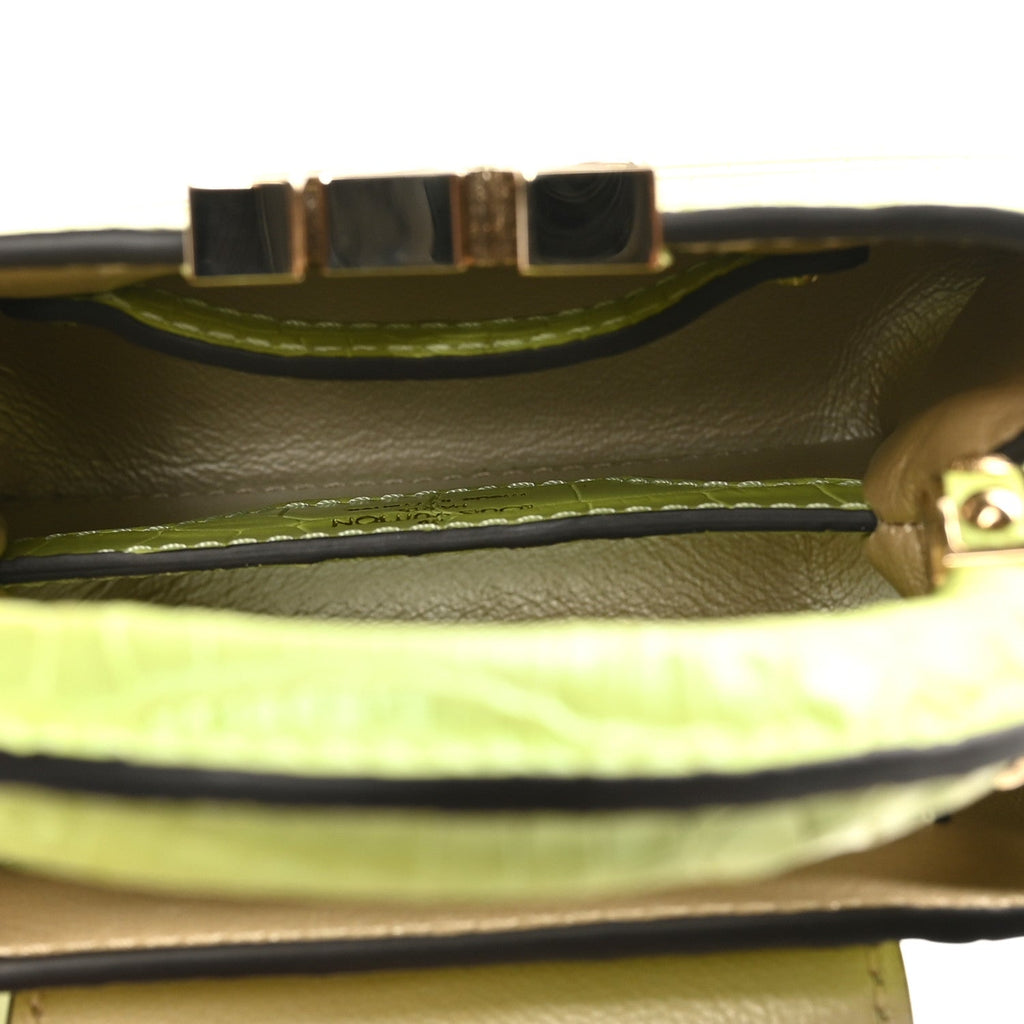 Louis Vuitton Iridescent Alligator Nano Capucines Lime