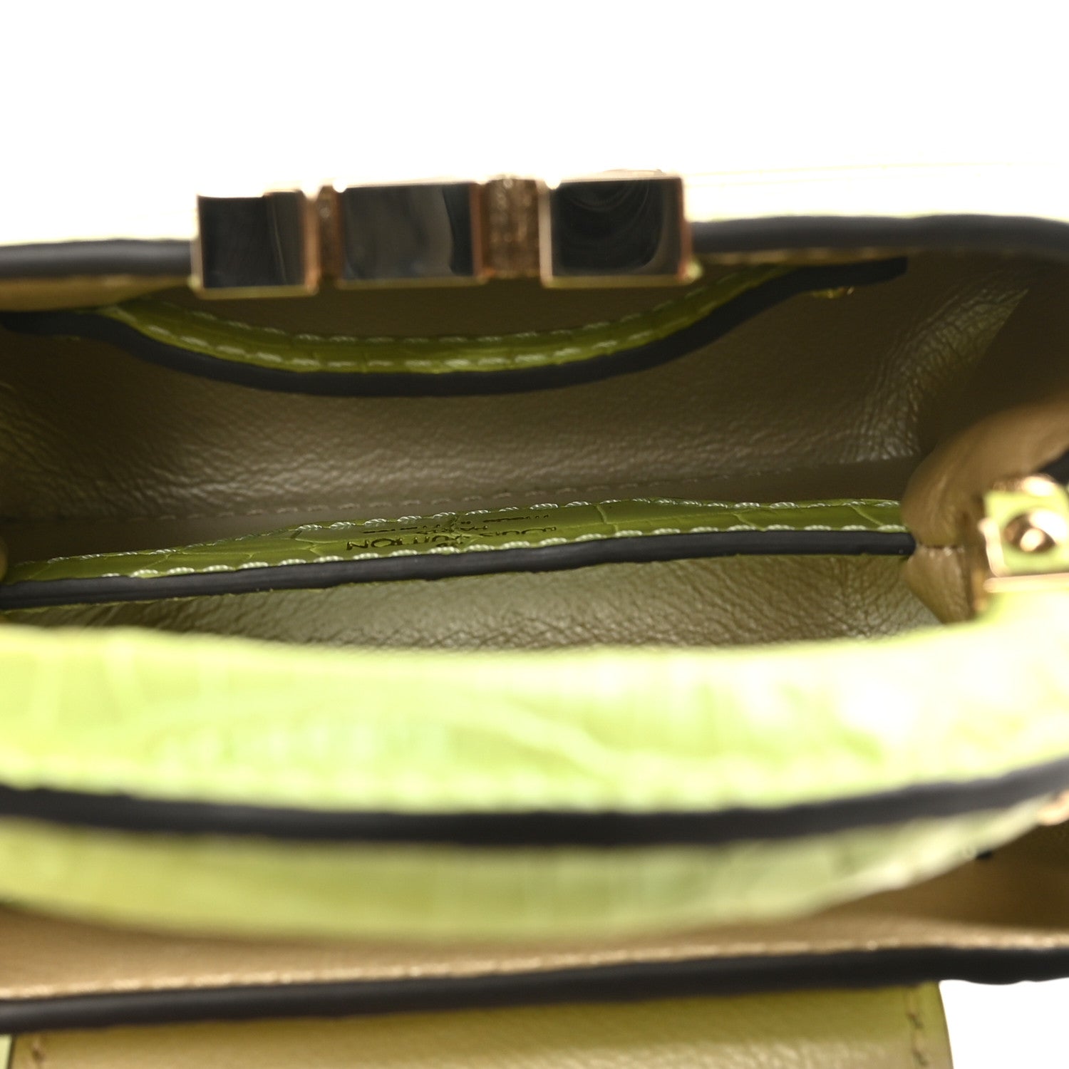 Louis Vuitton Iridescent Alligator Nano Capucines Lime
