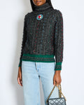 Chanel Grey Cable-Knit Cashmere Jumper with Embroidered Details and Floral Pin Size FR 36 (UK 8)