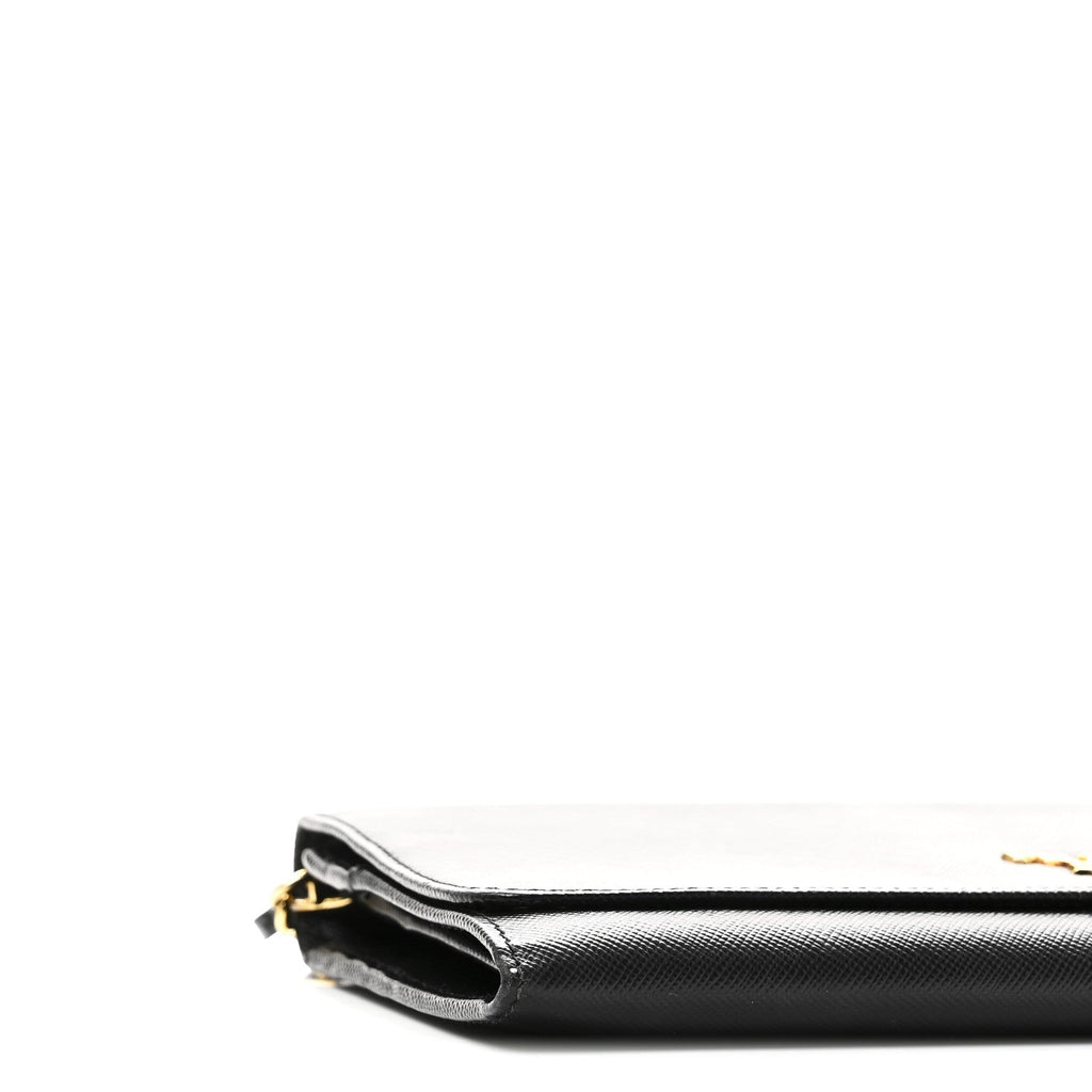Prada Saffiano Metal Oro Chain Wallet Black