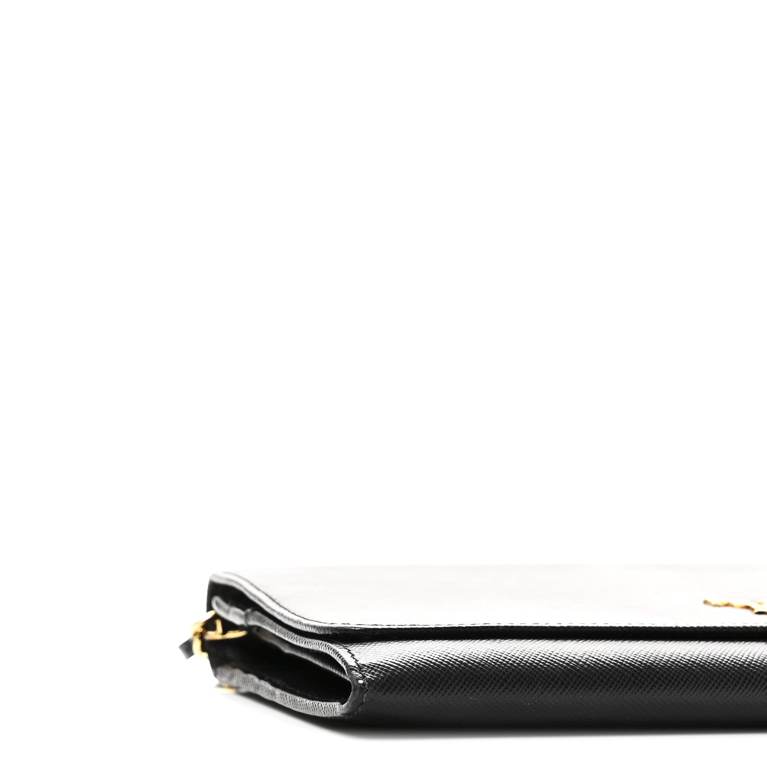Prada Saffiano Metal Oro Chain Wallet Black