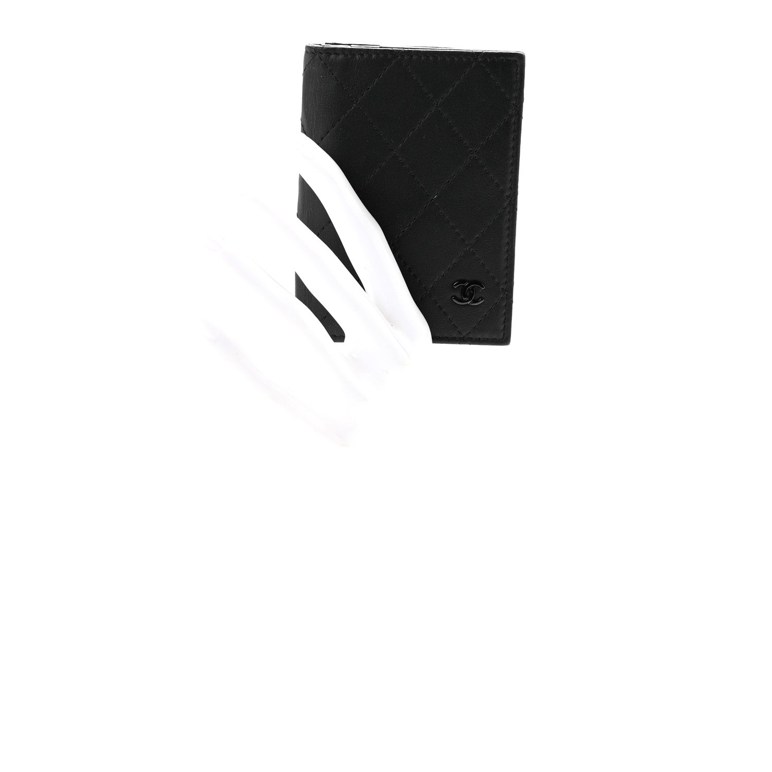 Calfskin Quilted Card Holder Wallet So Black