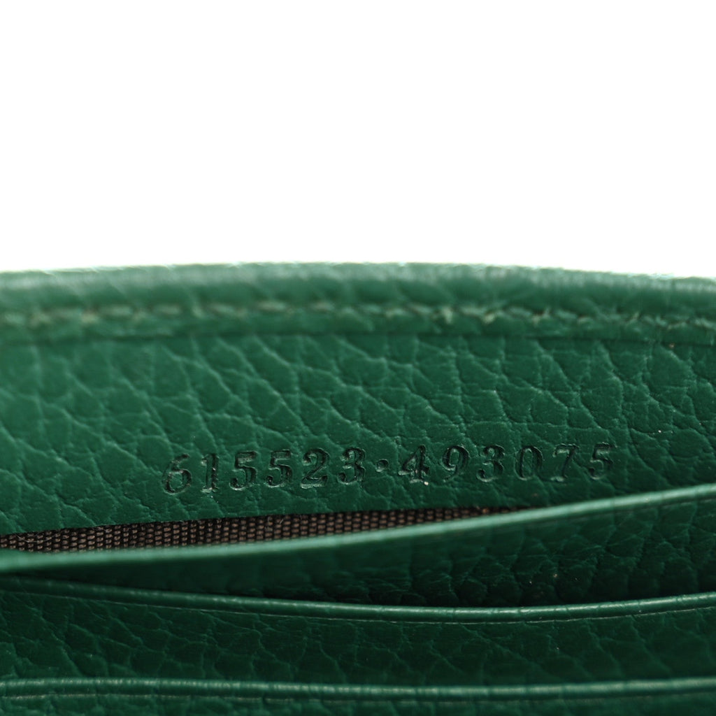 Gucci Dollar Calfskin Interlocking G Chain Wallet Emerald