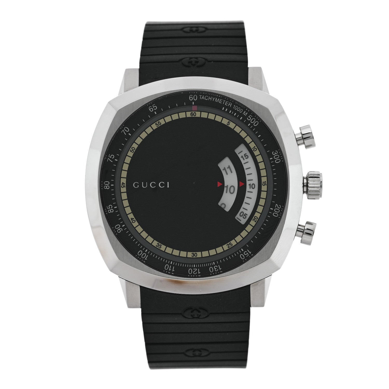 Gucci Stainless Steel Rubber 40mm Grip Quartz Watch Black