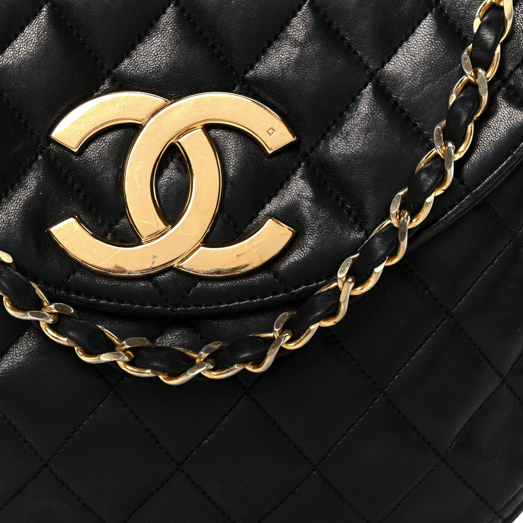Chanel Lambskin Quilted Half Moon Flap Black