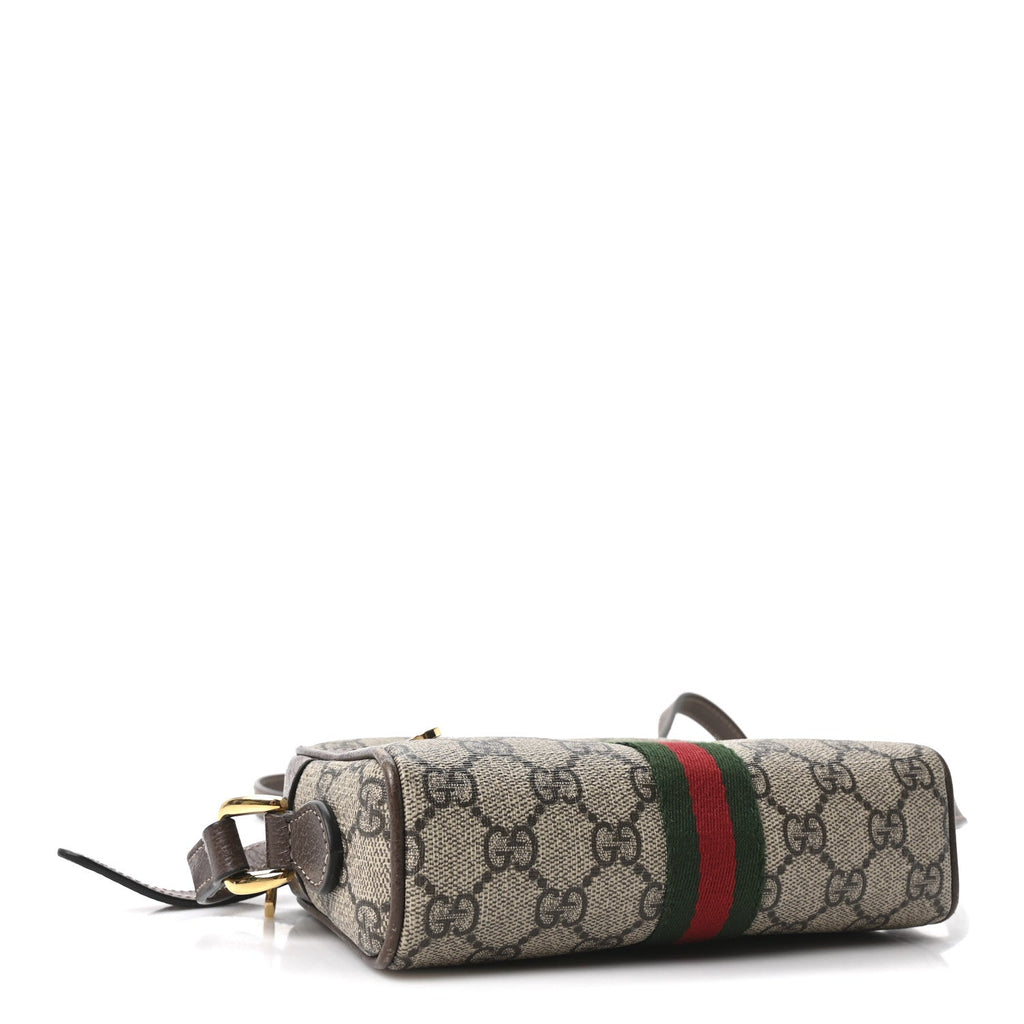 Gucci GG Supreme Monogram Web Mini Ophidia Shoulder Bag Brown