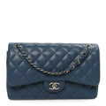 Chanel Caviar Quilted Jumbo Double Flap Blue
