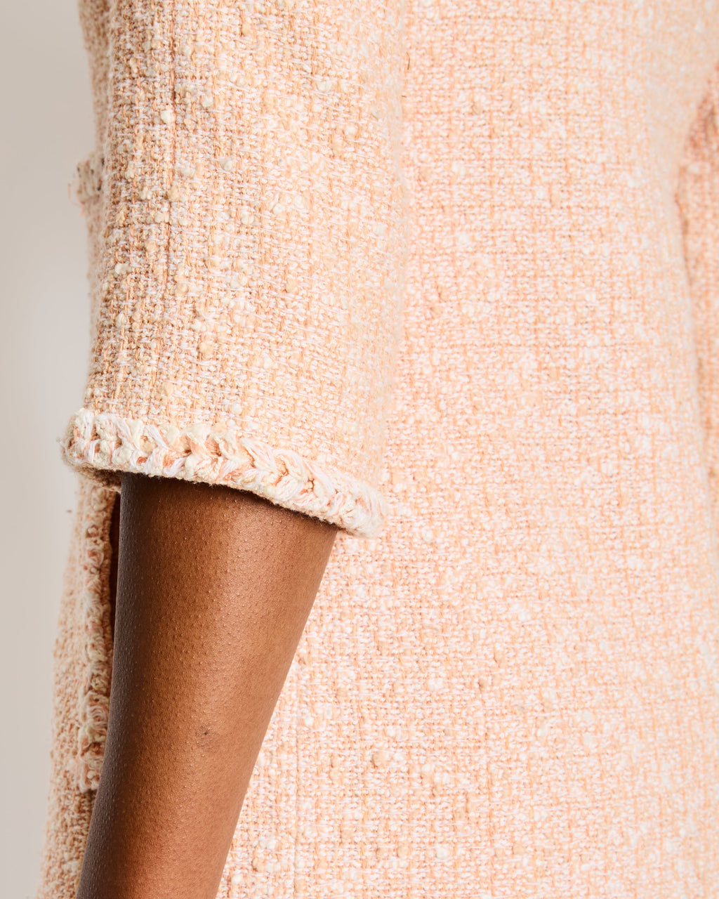 Chanel 07/P Pink and White Tweed Embellished Buttons Jacket with Pockets Size FR 34 (UK 6)