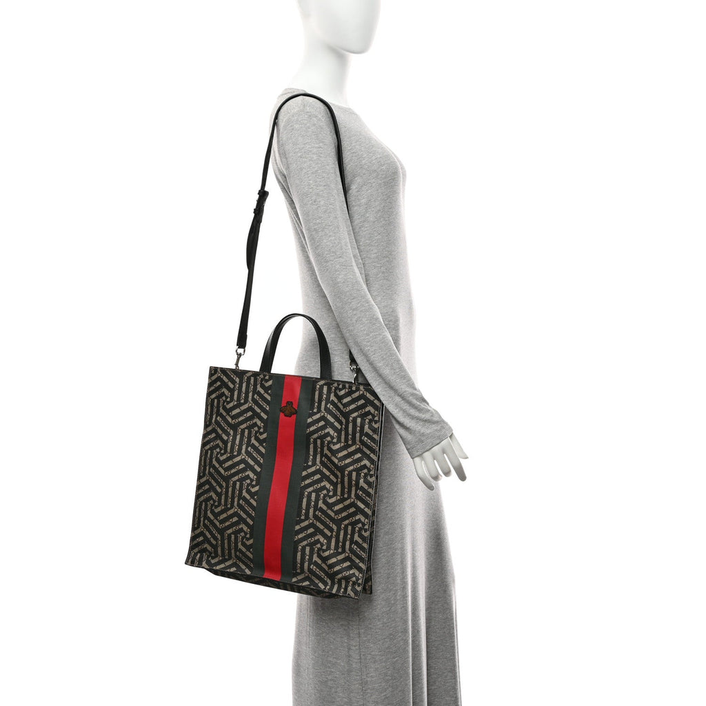 Gucci GG Supreme Monogram Caleido Web Vertical Tote Black