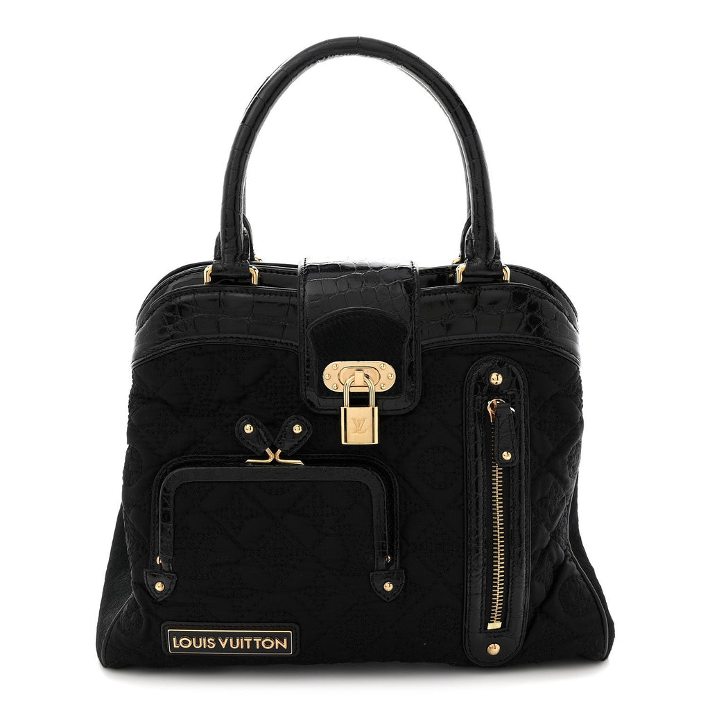 Louis Vuitton Monogram Silk Pony Hair Alligator Trim Linda Black