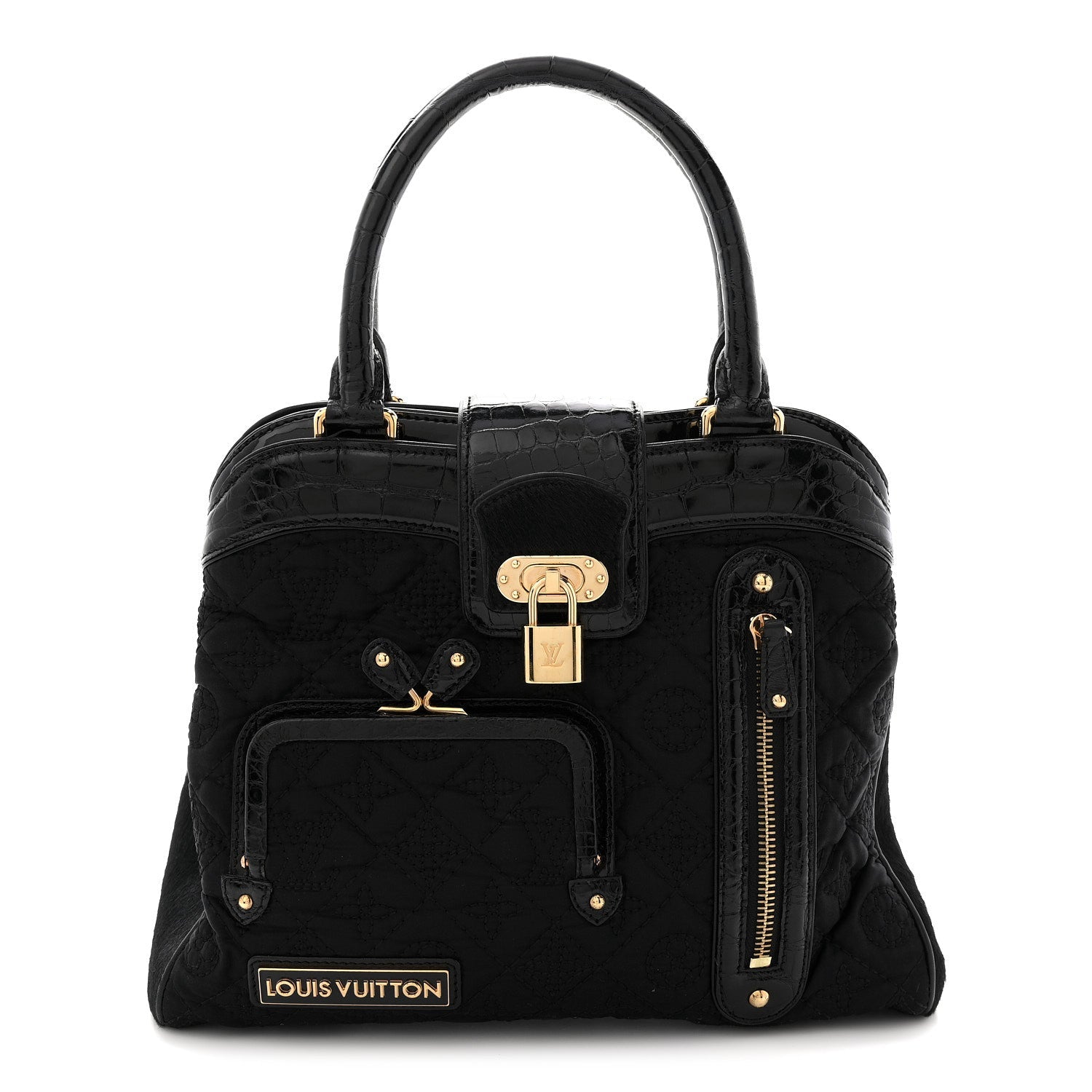 Louis Vuitton Monogram Silk Pony Hair Alligator Trim Linda Black