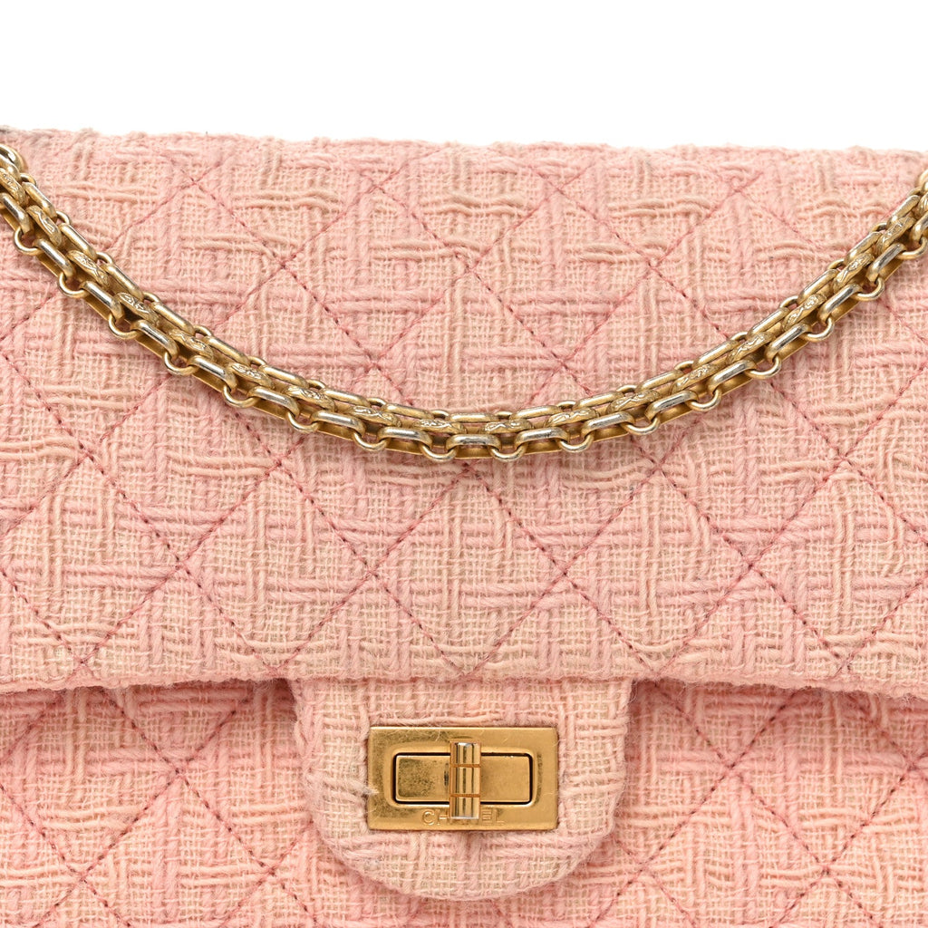Chanel Wool Tweed Quilted 2.55 Reissue 225 Flap Light Pink