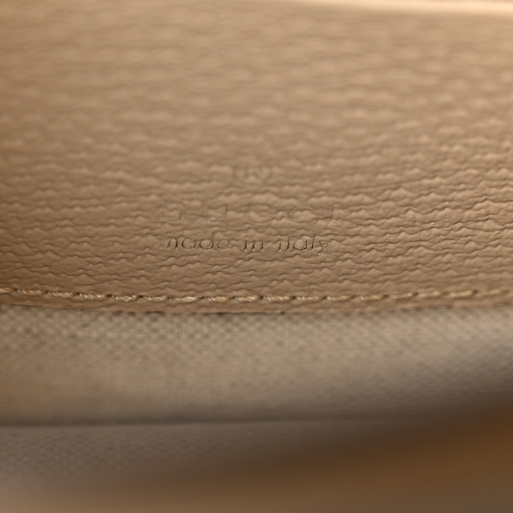 Gucci GG Supreme Monogram Textured Dollar Calfskin Mini Retro Interlocking G Flap Shoulder Bag Beige Mystic White Oatmeal