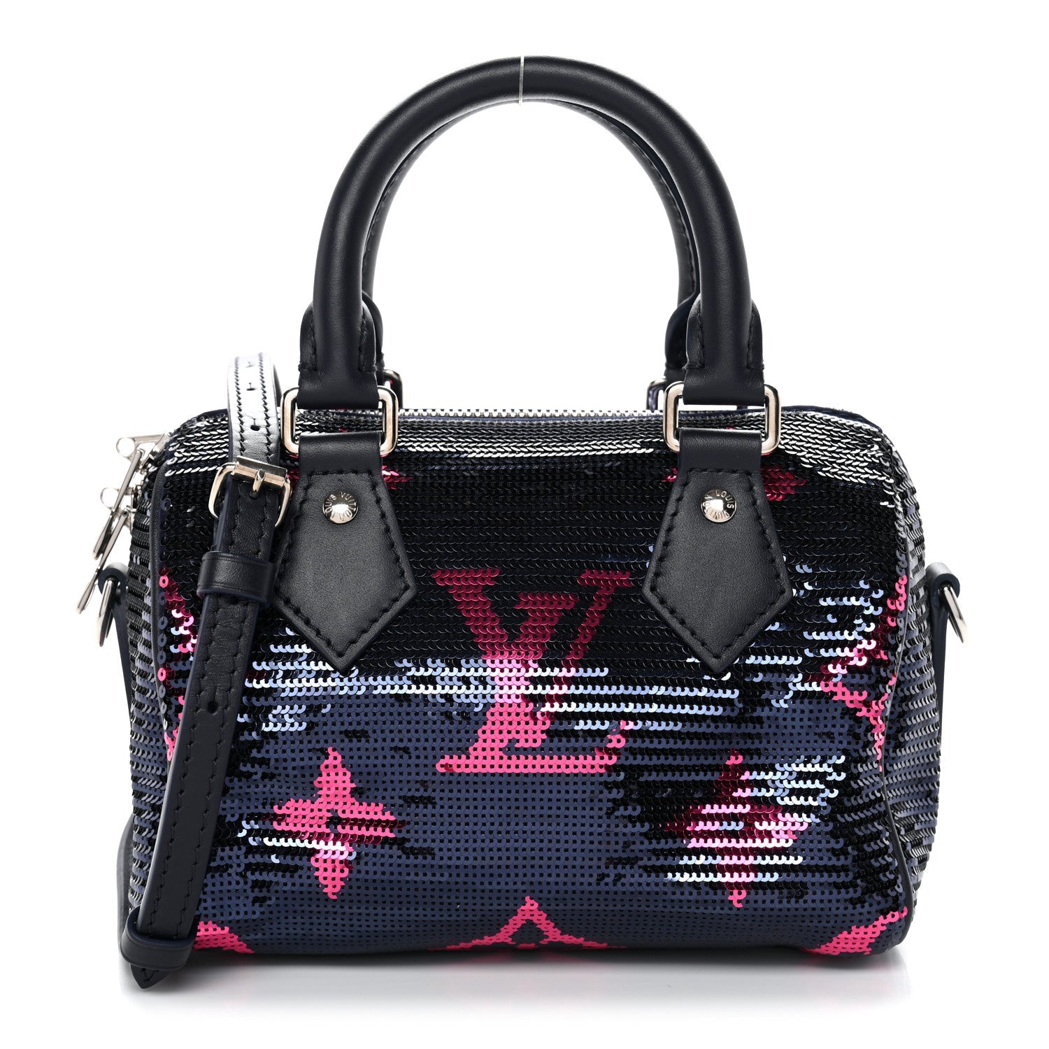 Louis Vuitton Giant Monogram Sequins Speedy Bandouliere 18 Navy Fuchsia