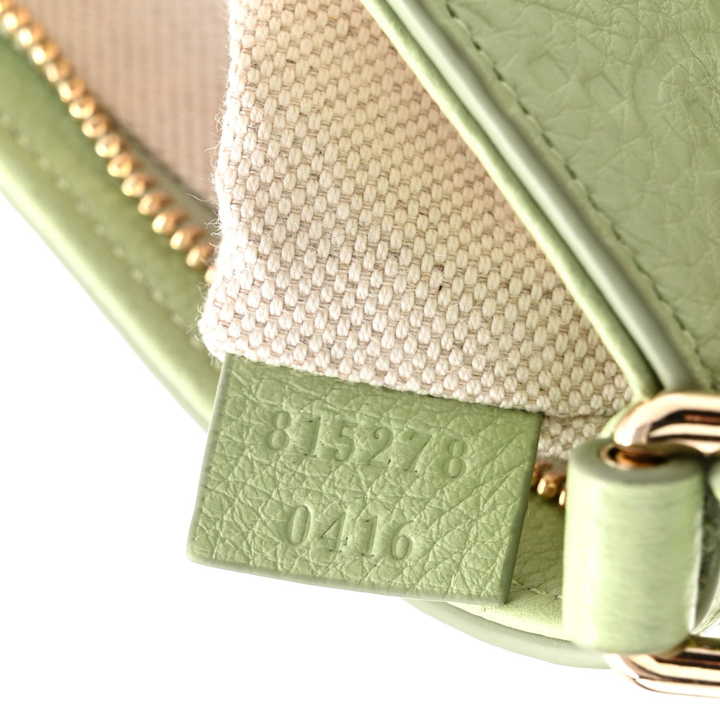 Gucci GG Grainy Calfskin Emblem Super Mini Shoulder Bag Sage Leaf