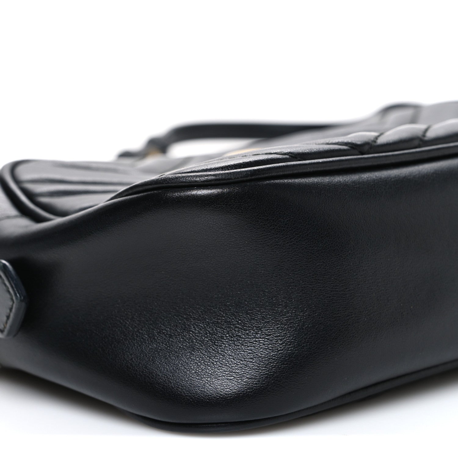 Gucci Calfskin Matelasse Small GG Marmont Chain Shoulder Bag Black