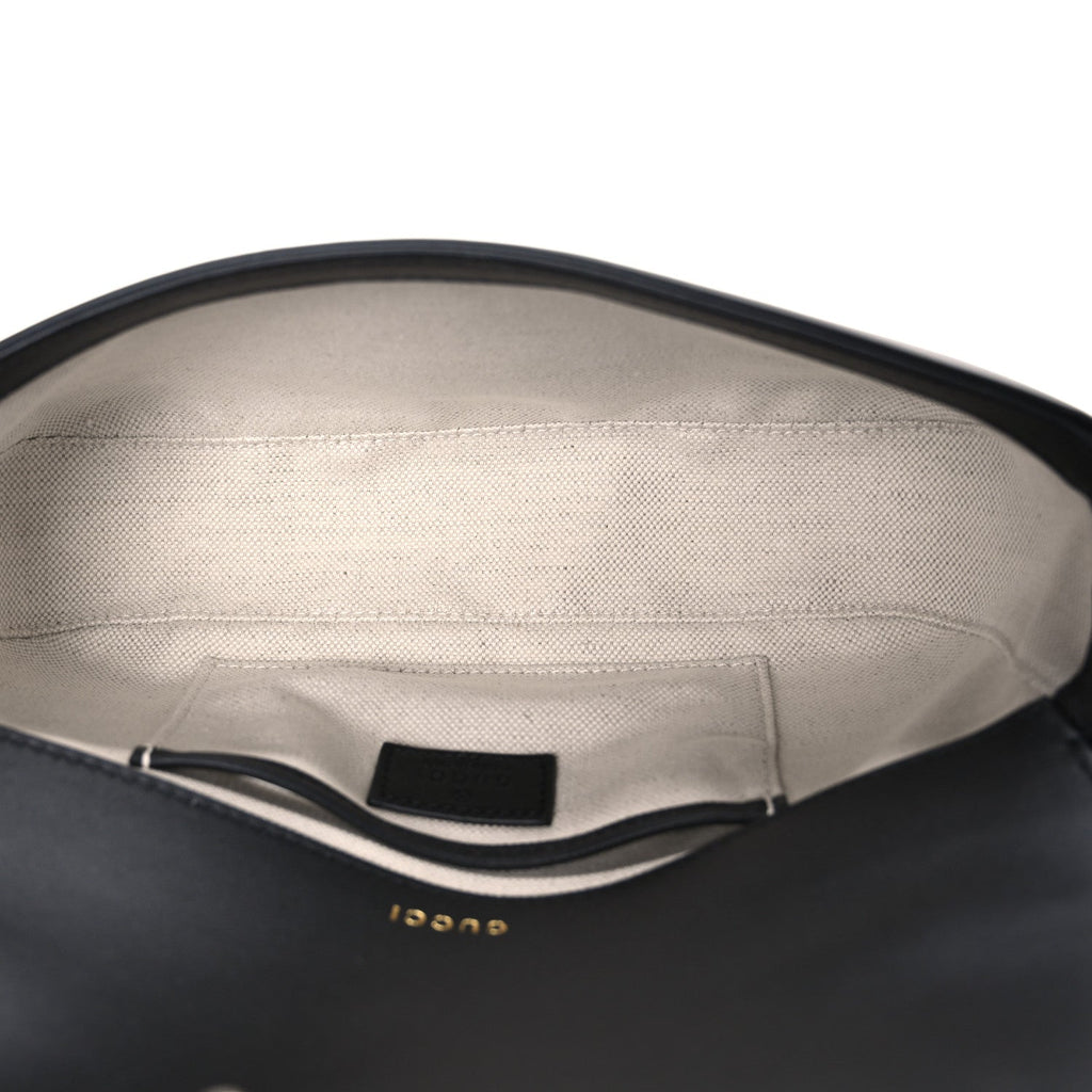 Gucci Calfskin Horsebit 1955 Small Soft Top Handle Shoulder Bag Black