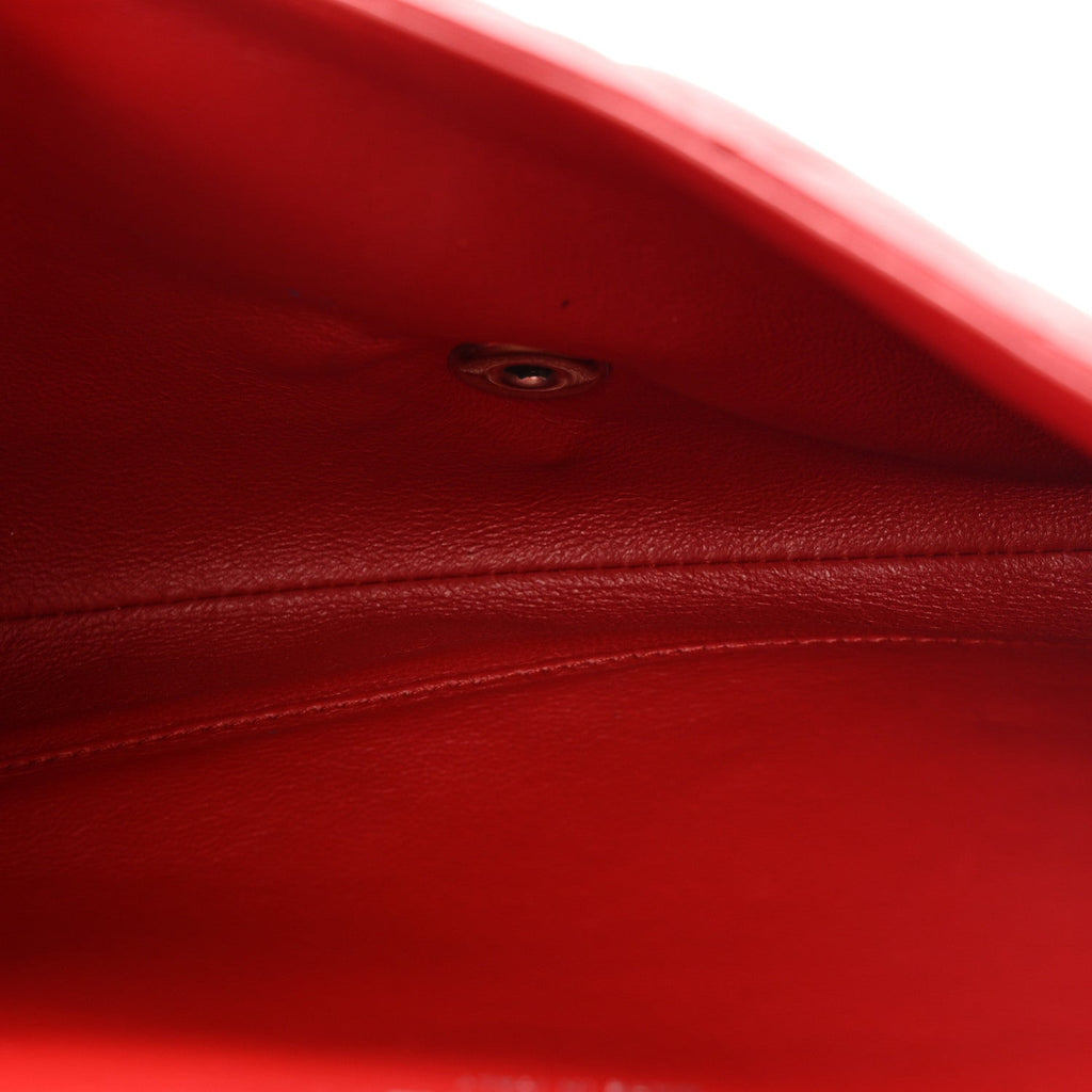 Chanel Lambskin Quilted Clutch With Chain Flap Red