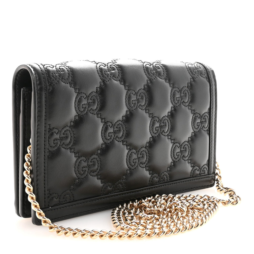 Gucci Calfskin GG Matelasse Chain Wallet Black