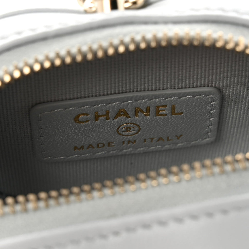 Chanel Lambskin Quilted CC Mini In Love Heart Bag Charm Light Blue