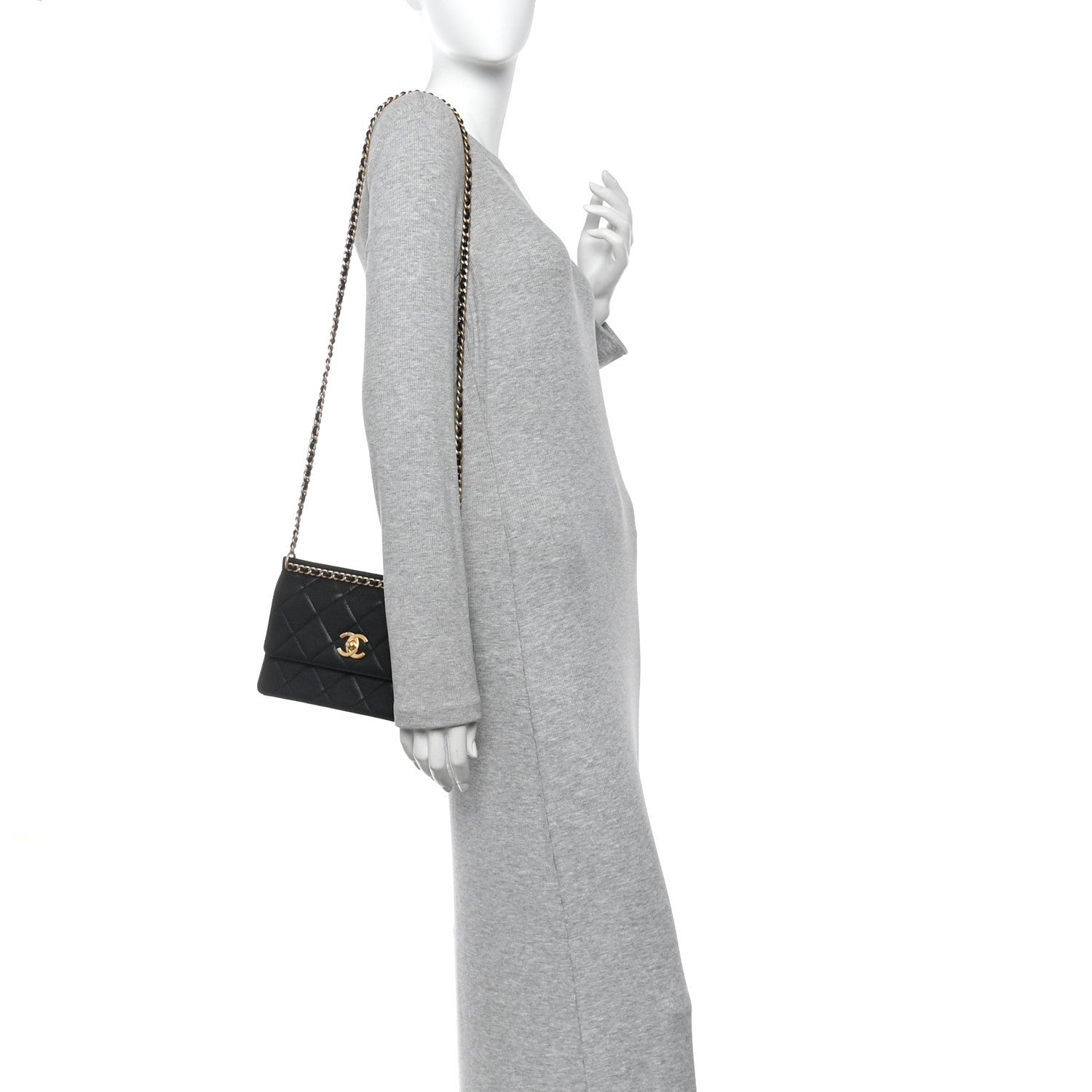 Chanel Caviar Quilted Small Chain Frame Flap Black