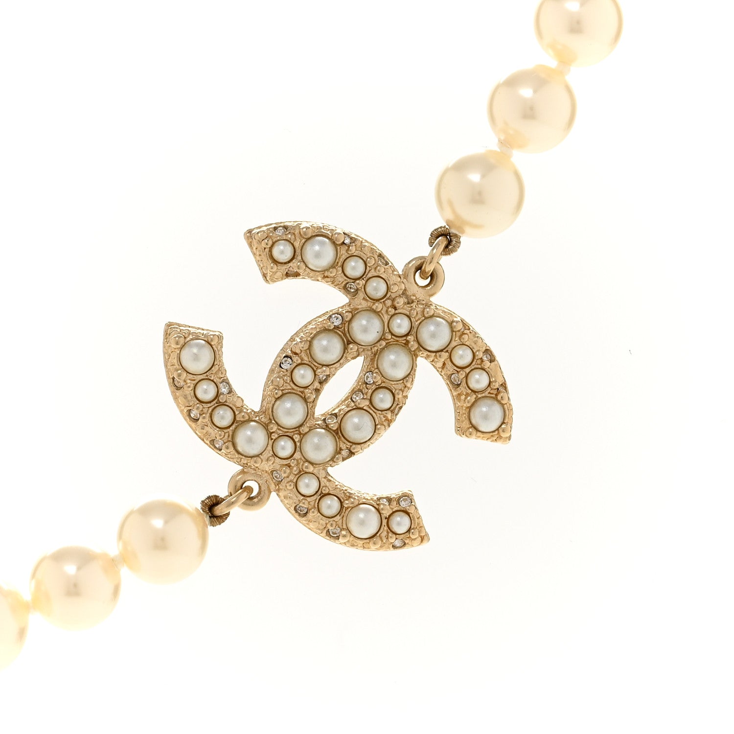 Pearl CC 100th Anniversary Necklace Light Gold