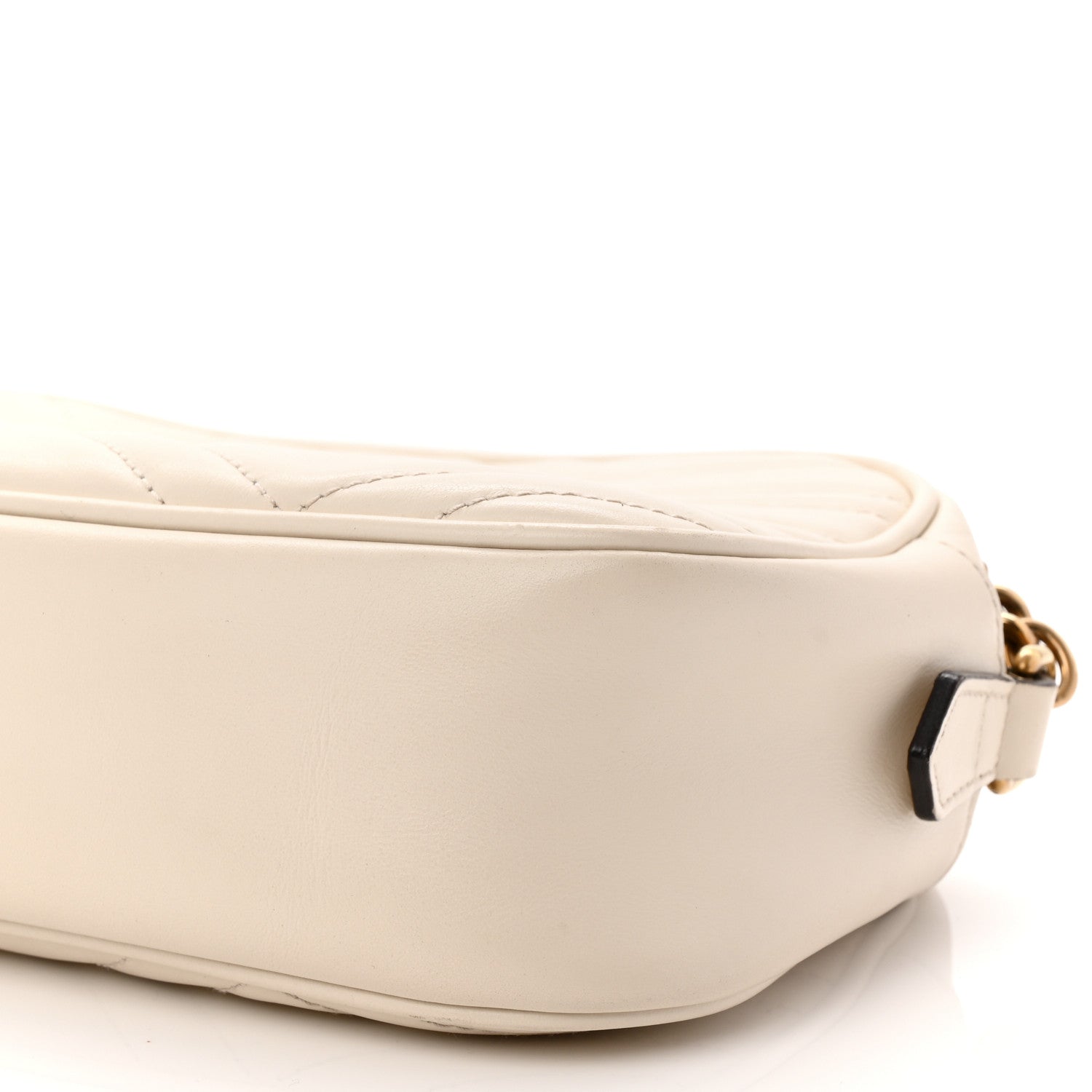 Gucci Calfskin Matelasse Small GG Marmont Chain Shoulder Bag White
