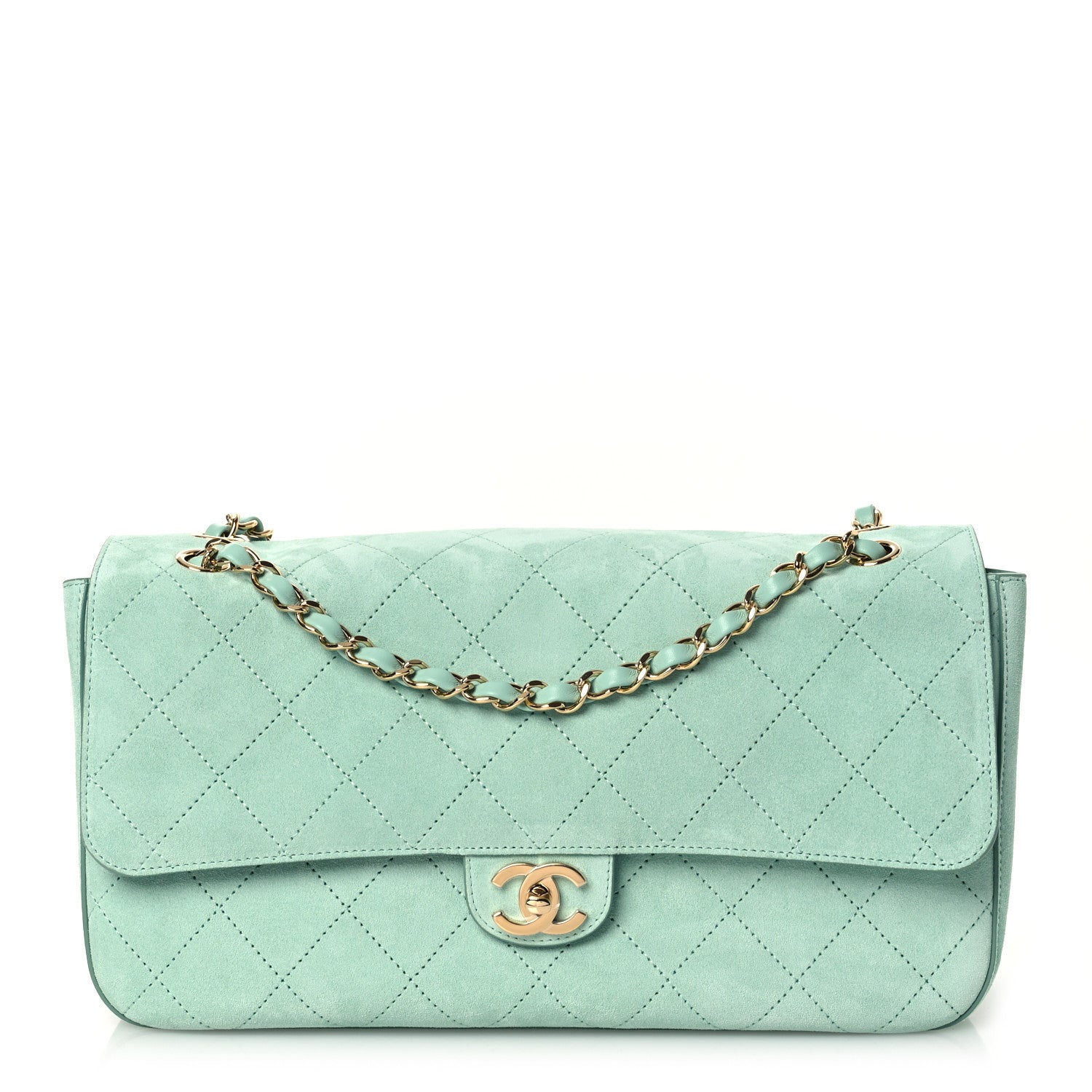 Chanel Suede Calfskin Small Souplissimo Maxi Flap Green