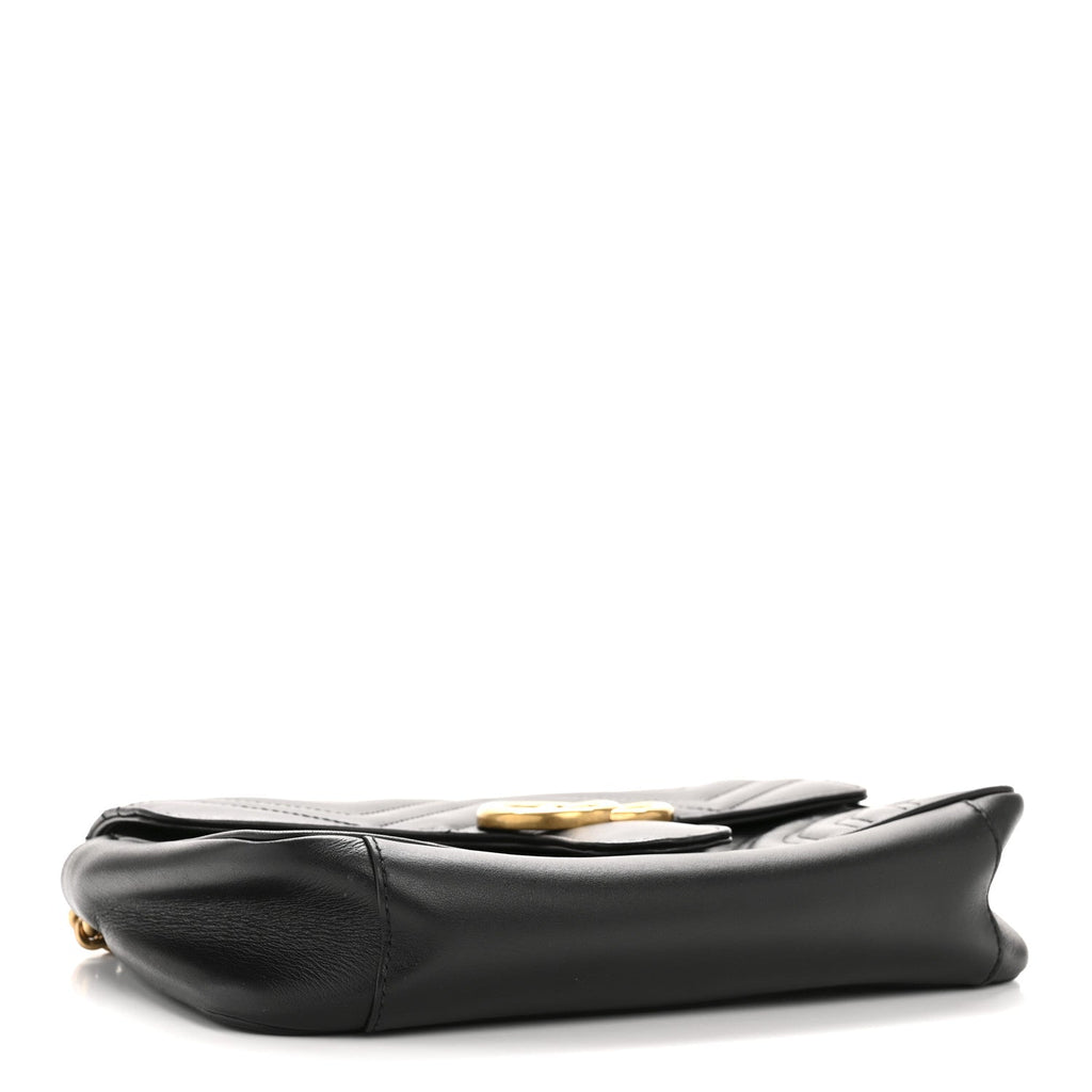Gucci Calfskin Matelasse Small GG Marmont Shoulder Bag Black