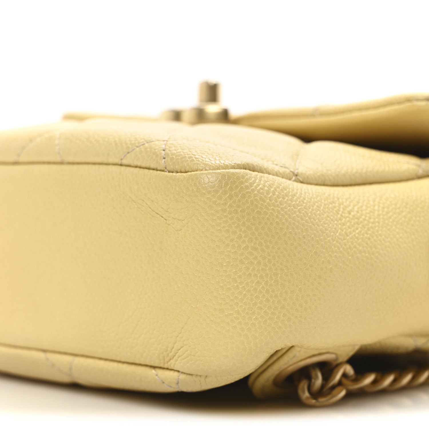 Chanel Shiny Caviar Quilted Chain Melody Backpack Yellow