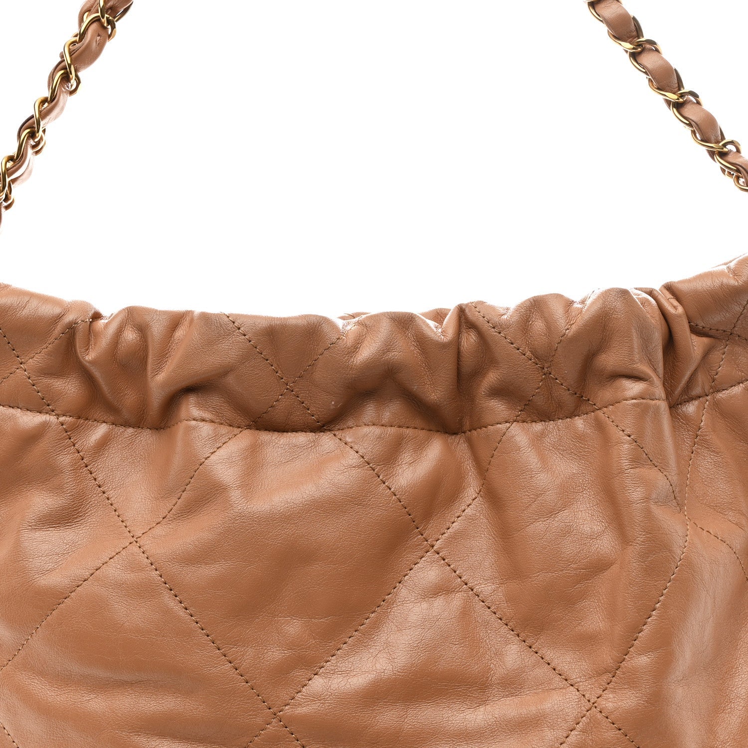 Chanel Shiny Calfskin Quilted Small Chanel 22 Beige