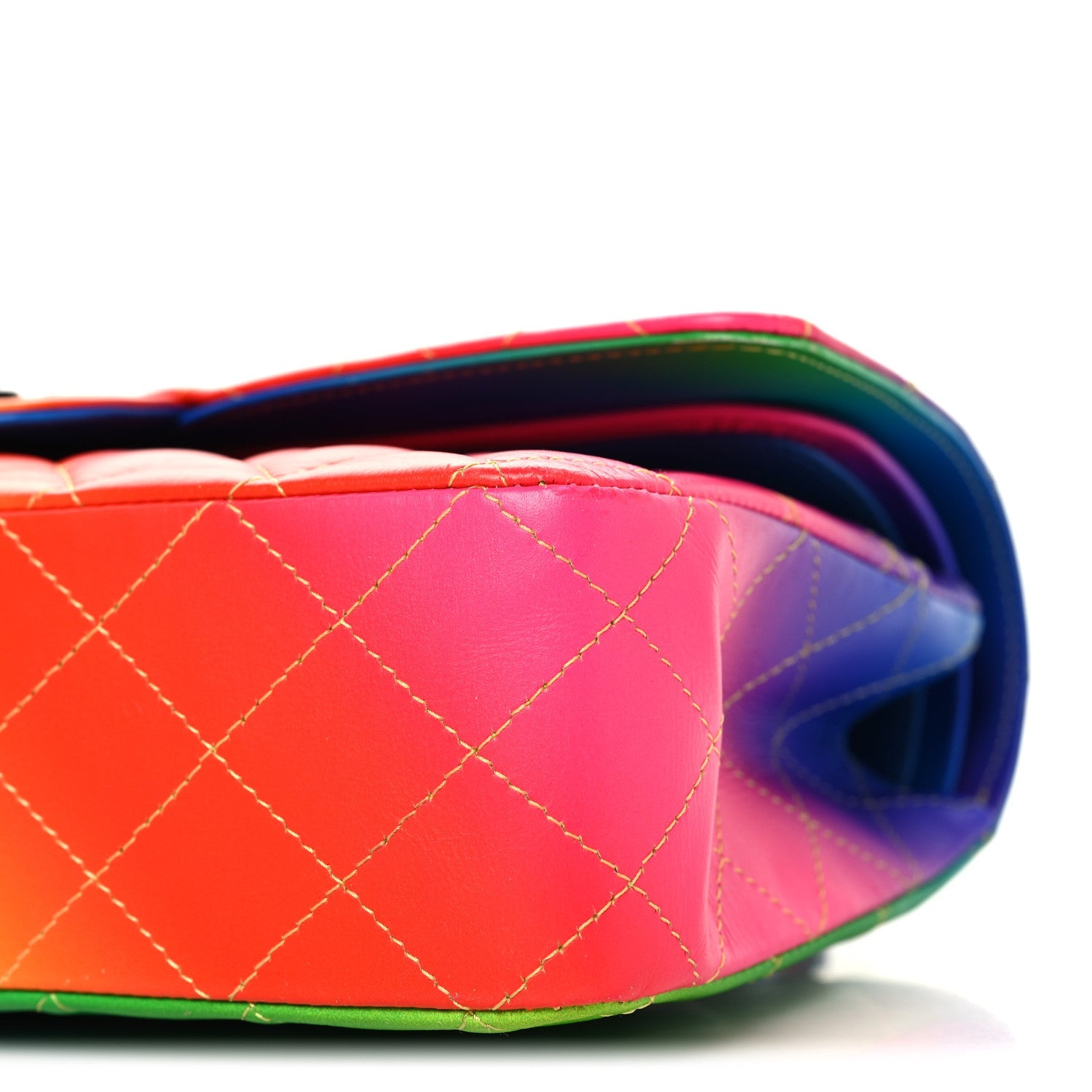 Chanel Calfskin Quilted Medium Rainbow Double Flap Multicolor