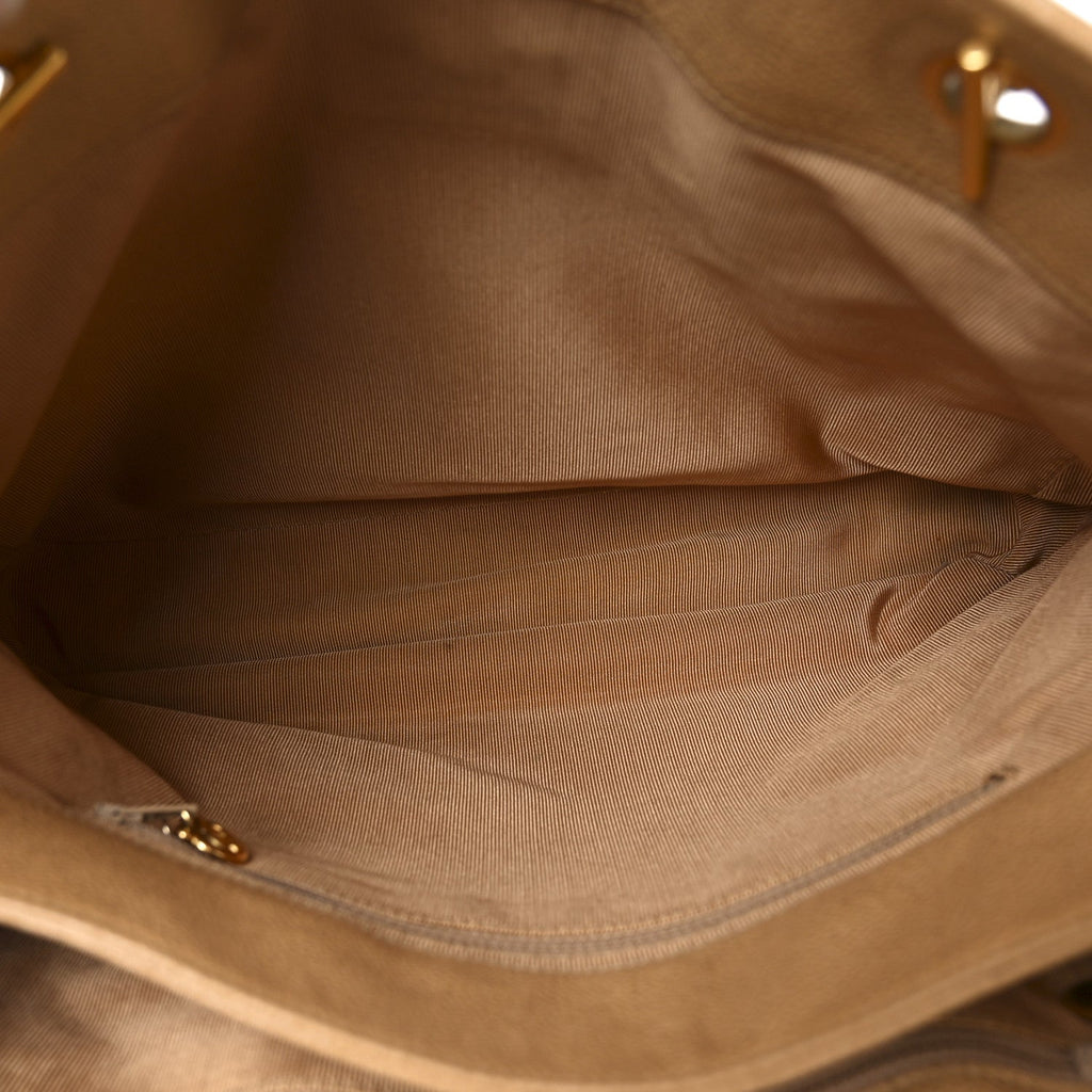 Chanel Caviar Turnlock Tote Beige