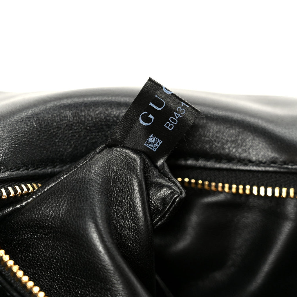 Gucci Lambskin Small GG Milano Top Handle Shoulder Bag Black