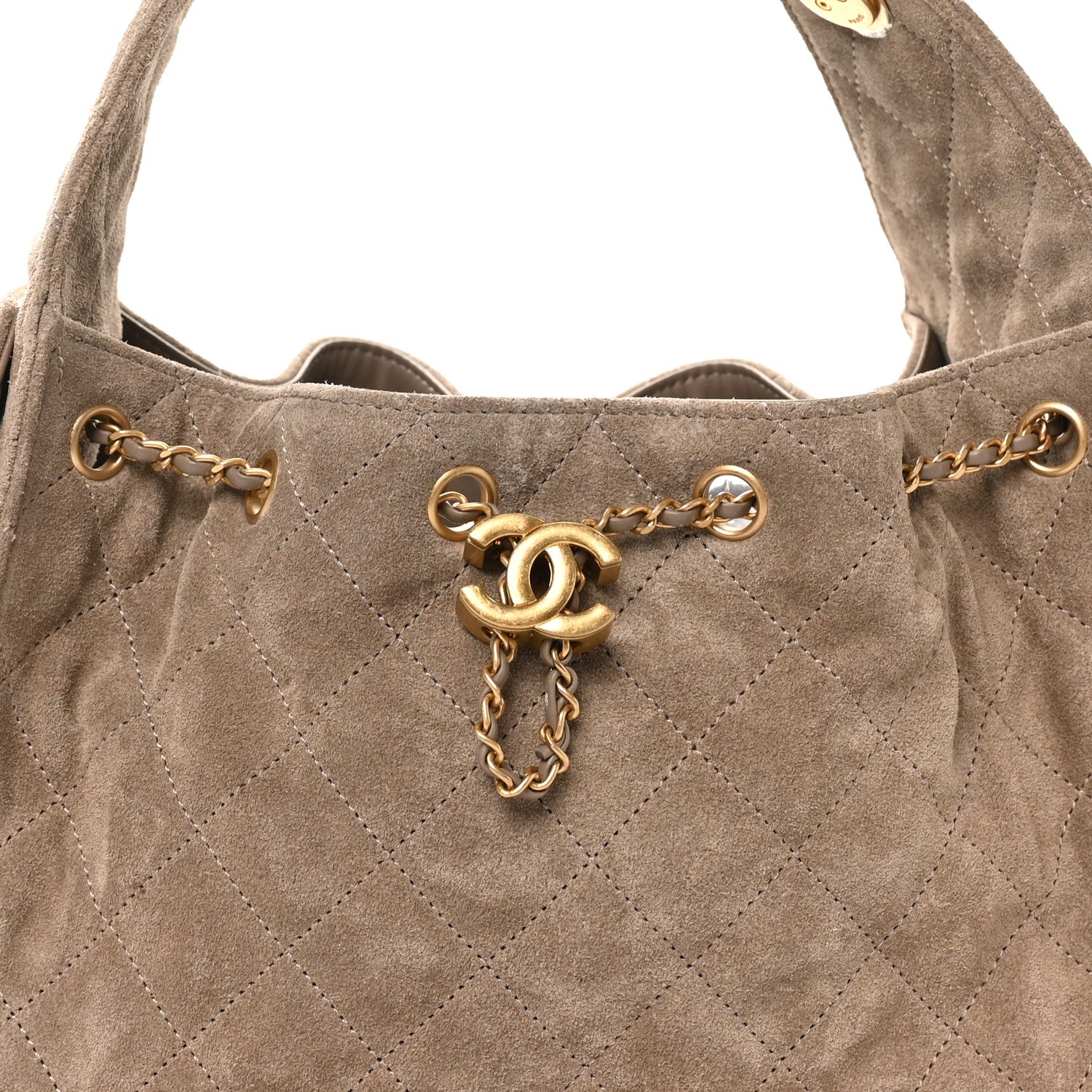 Chanel Suede Quilted Small Chanel 25 Handbag Dark Grey