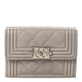 Caviar Quilted Small Boy Flap Wallet Grey