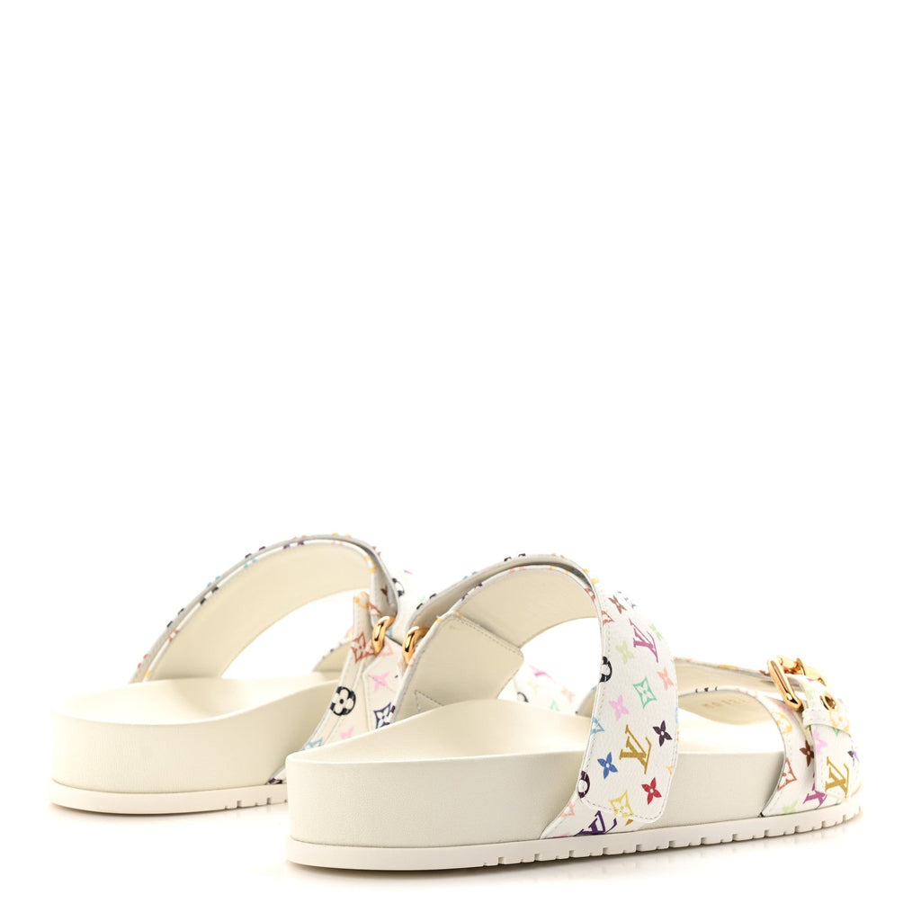 Louis Vuitton LV X TM Monogram Multicolor Bom Dia Comfort Mule Sandals 38.5 White