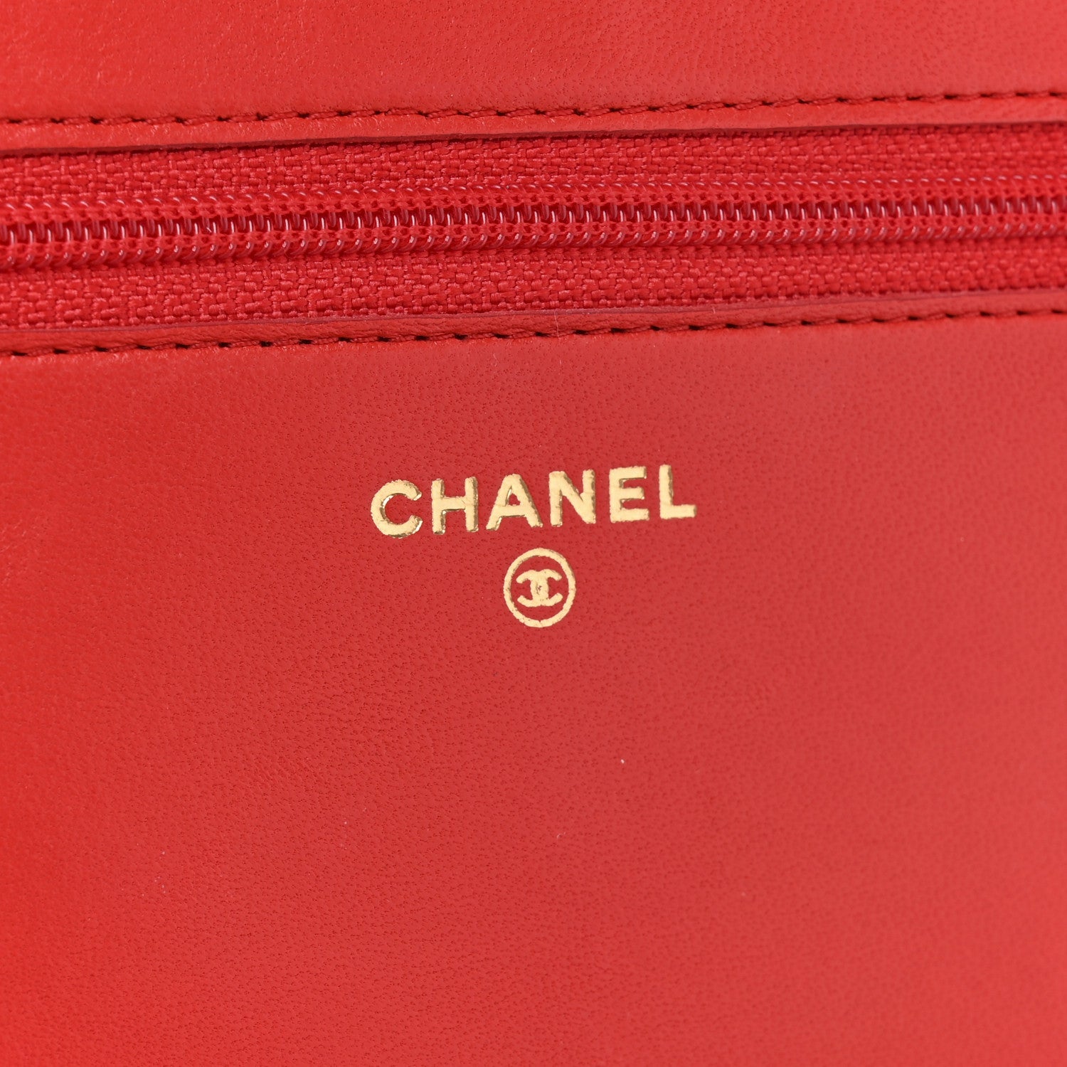 Chanel Lambskin Quilted Boy Wallet On Chain WOC Red