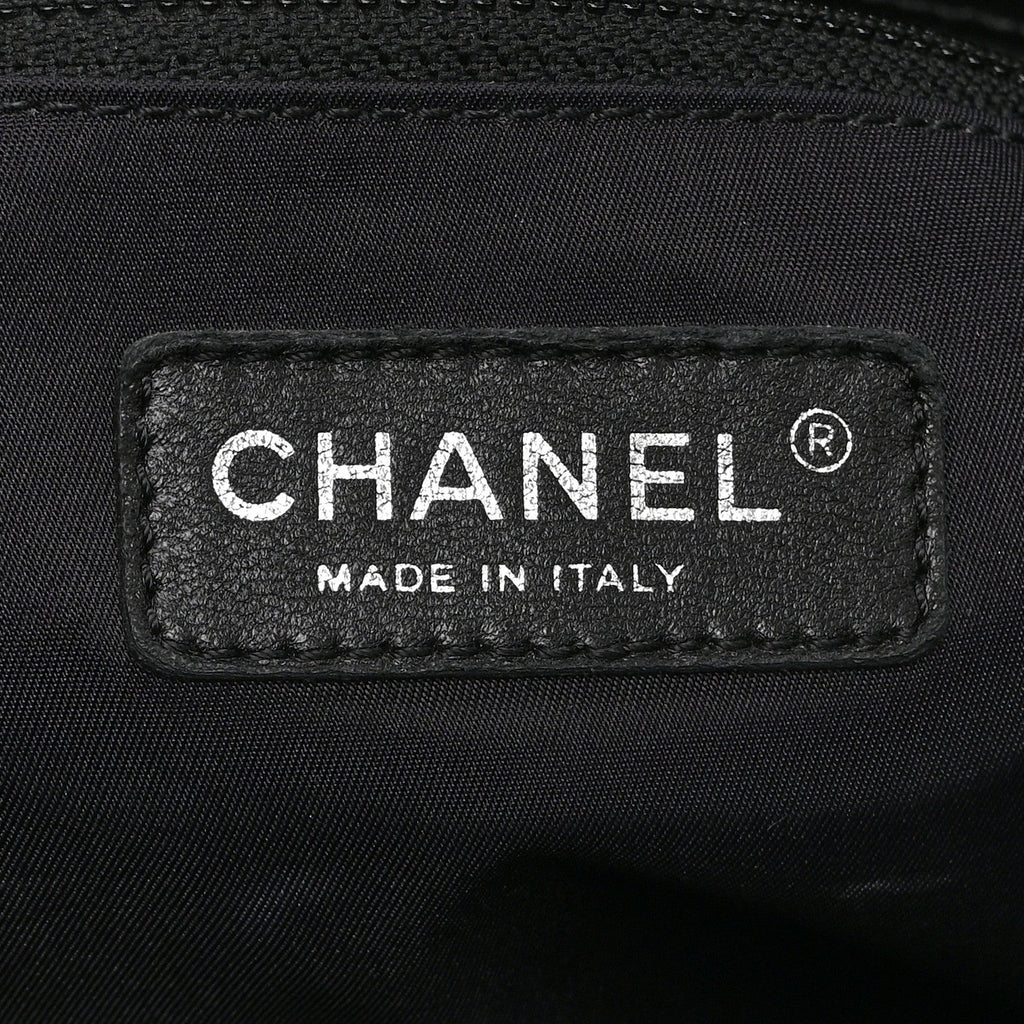 Chanel Coated Canvas Quilted Large Paris Biarritz Tote Black