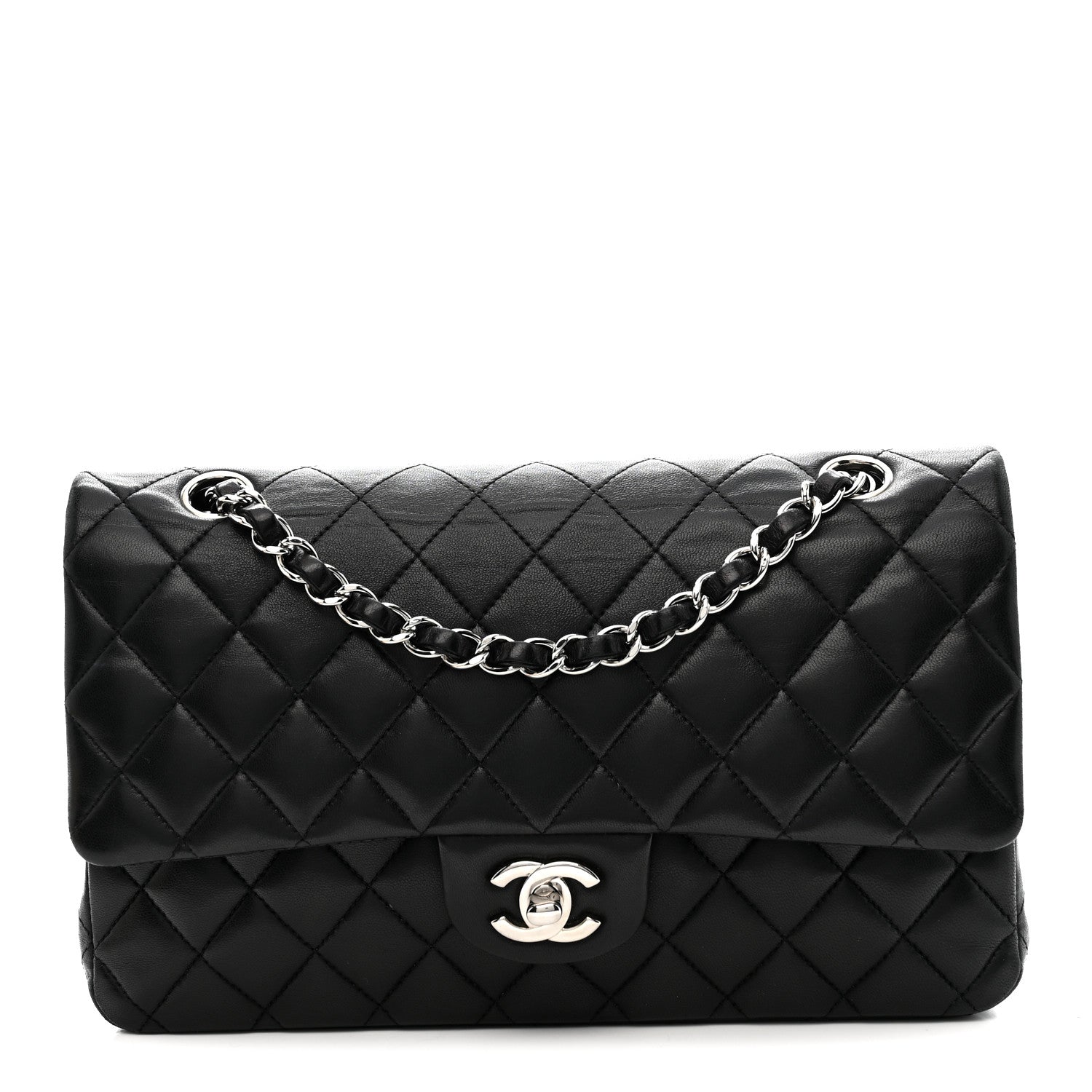 Chanel Lambskin Quilted Medium Double Flap Black