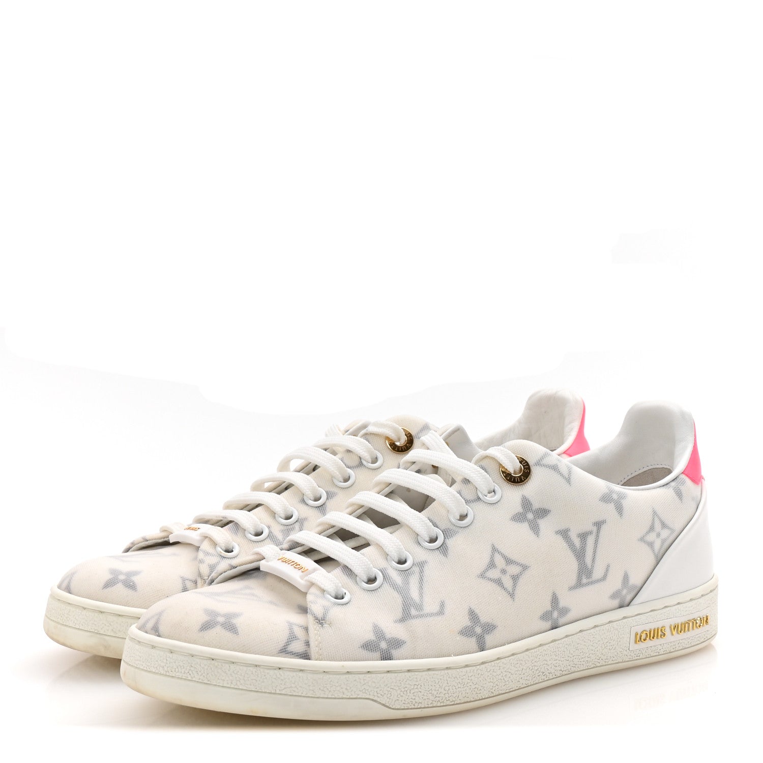 Louis Vuitton Technical Fabric Calfskin Monogram Frontrow Sneakers 39 Pink
