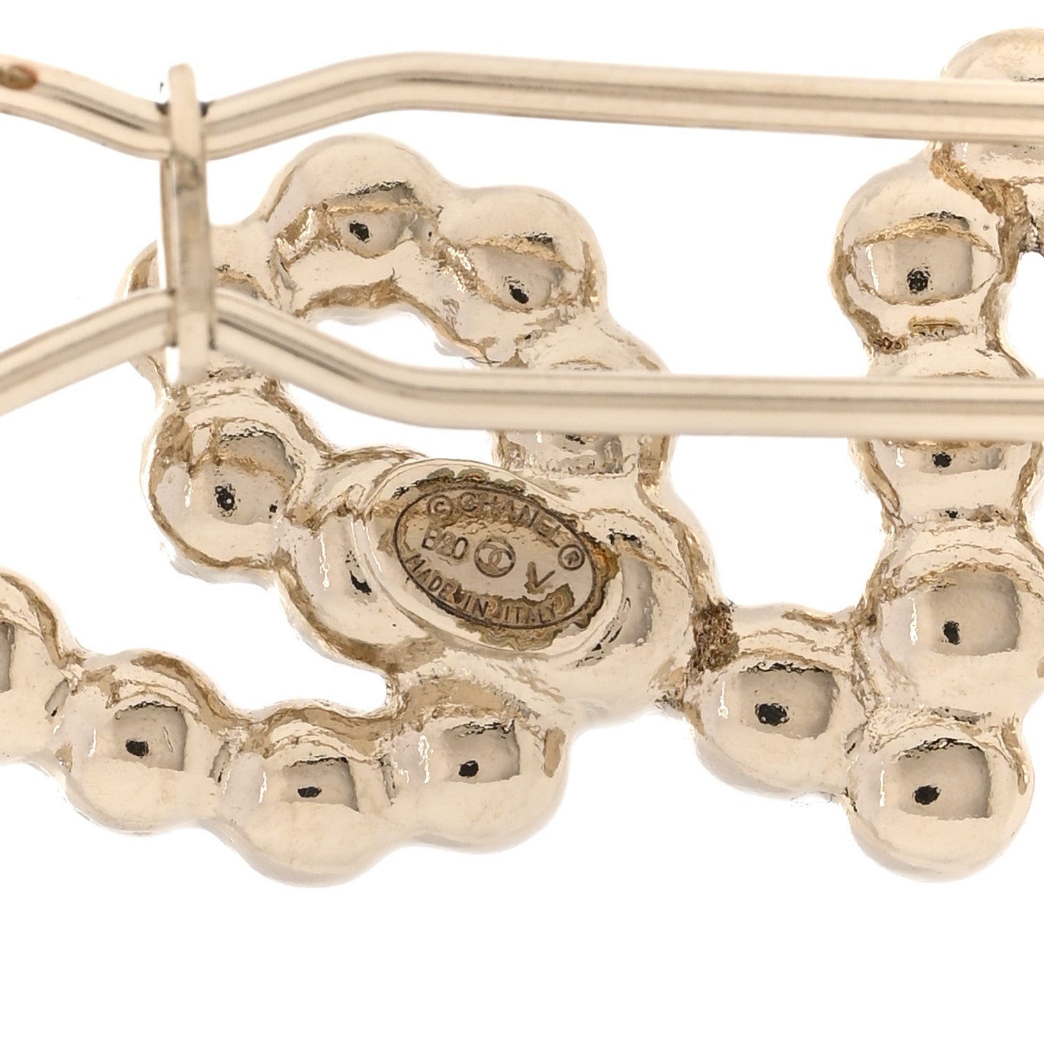 Metal Glass Swirling Pearls Hair Clip Gold