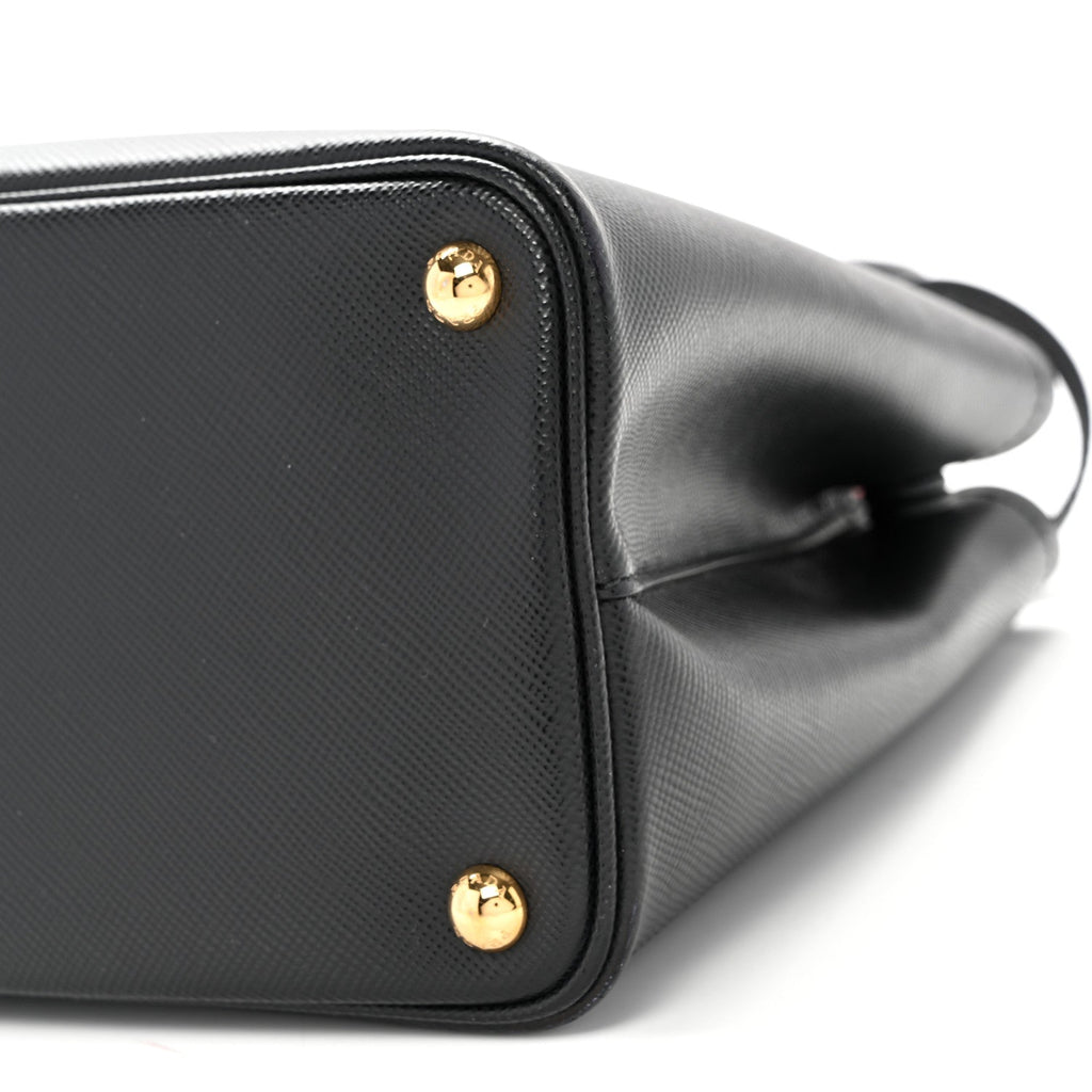 Prada Saffiano Cuir Small Double Bag Black Fuoco