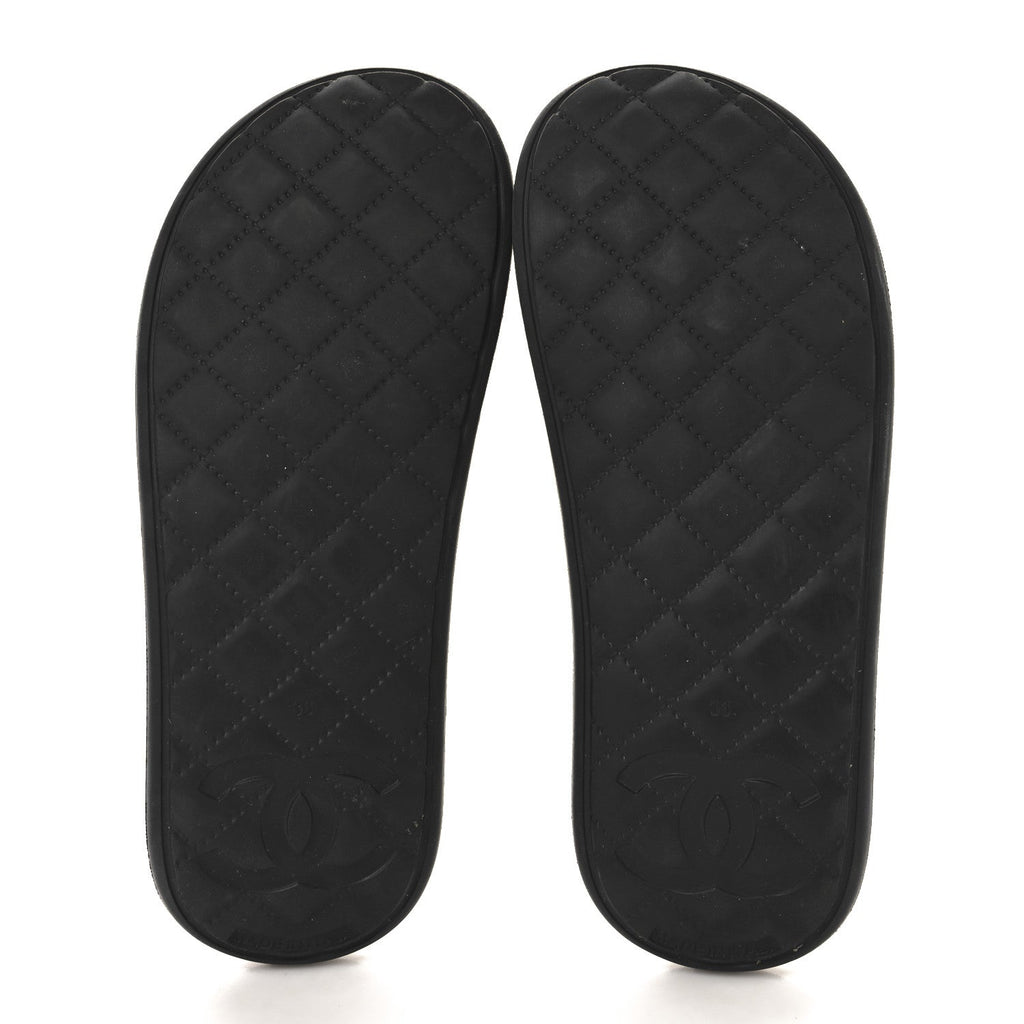 Chanel Thermoplastic PVC Camellia Mule Sandals 36 Black Ivory