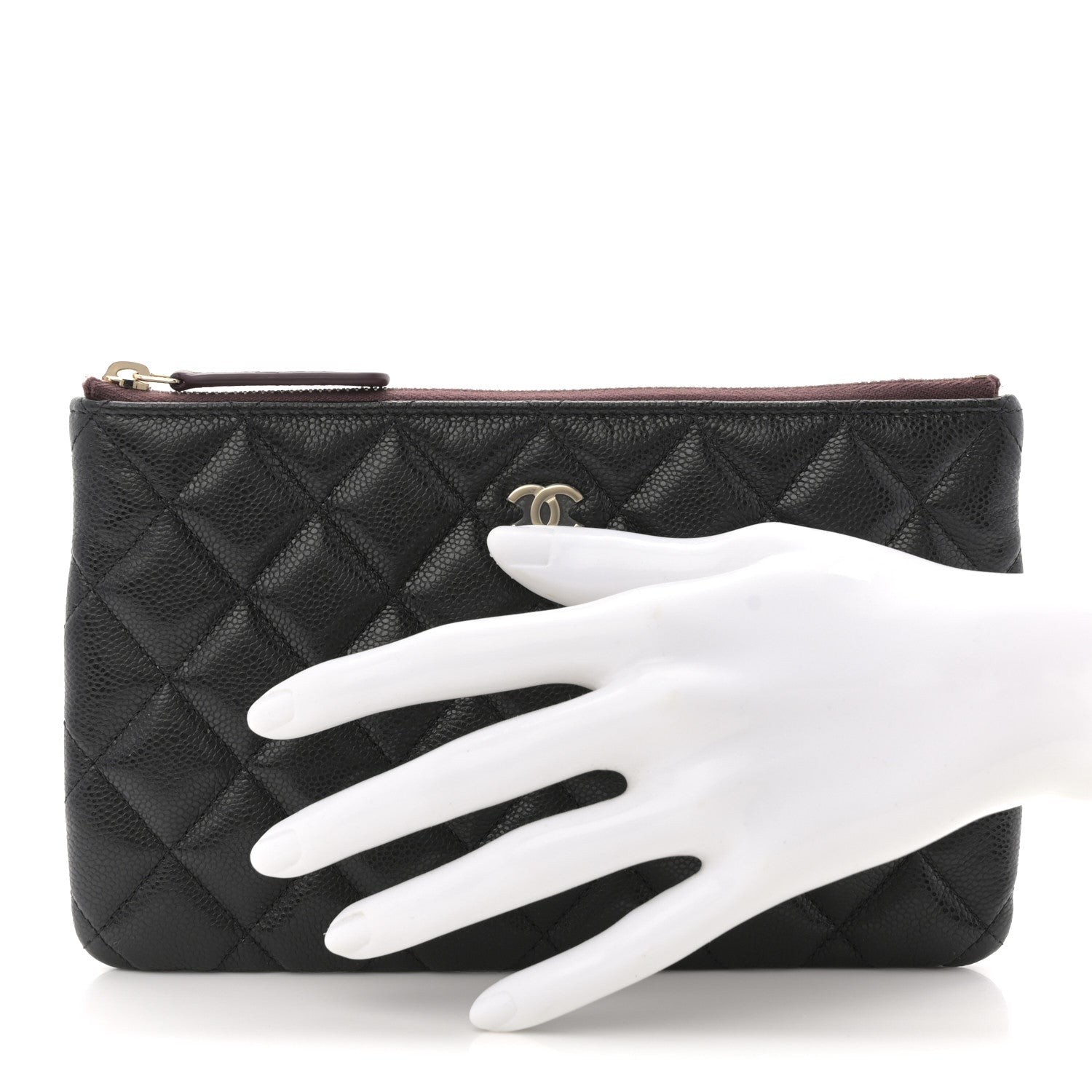 Caviar Quilted Small Zipped Pouch Black