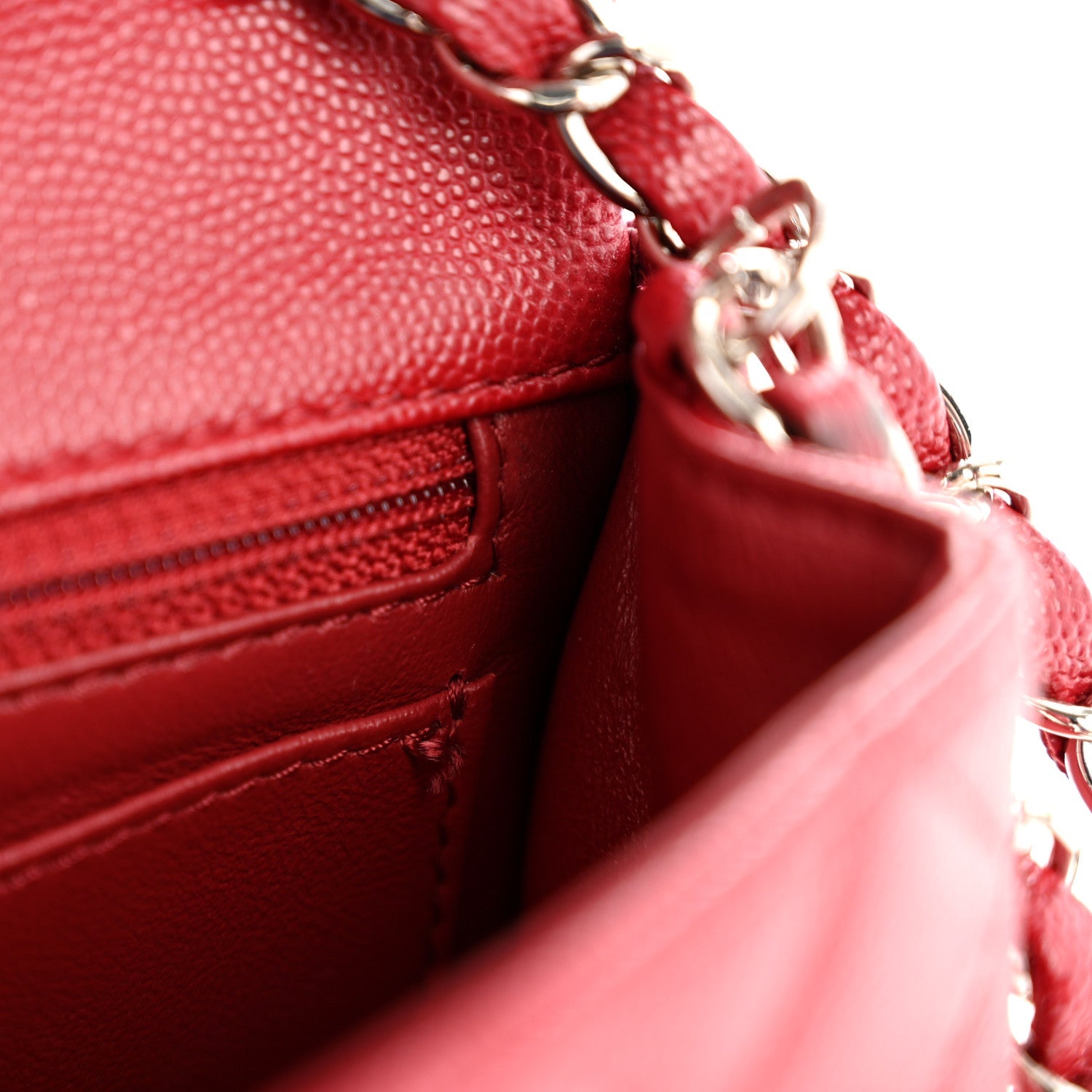 Chanel Caviar Quilted Mini Rectangular Flap Dark Red